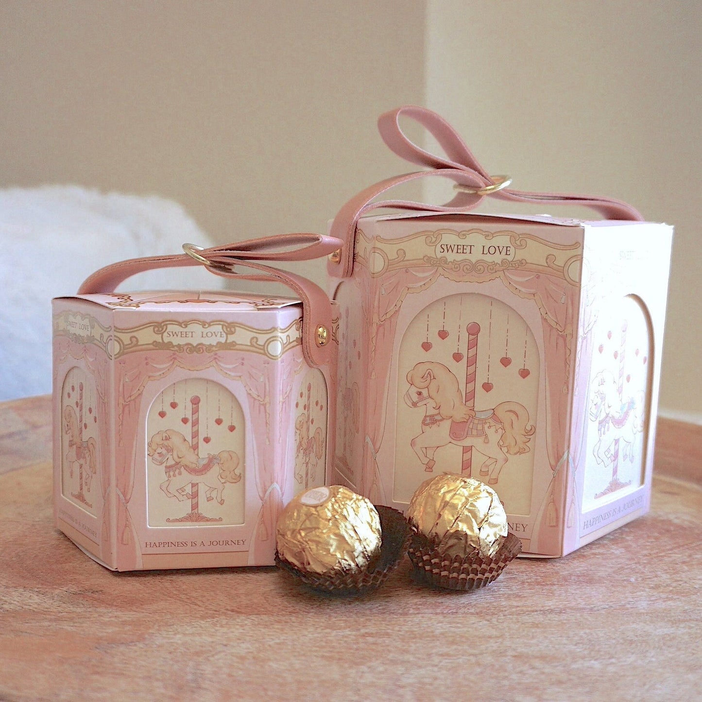 10 Pack Pink | Blue Carousel Favor Box | Wedding | Gift | Party Favor | Candy Box | Bridal | Baby Shower | Birthday | Anniversary