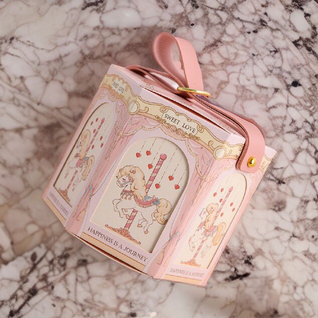 10 Pack Pink | Blue Carousel Favor Box | Wedding | Gift | Party Favor | Candy Box | Bridal | Baby Shower | Birthday | Anniversary