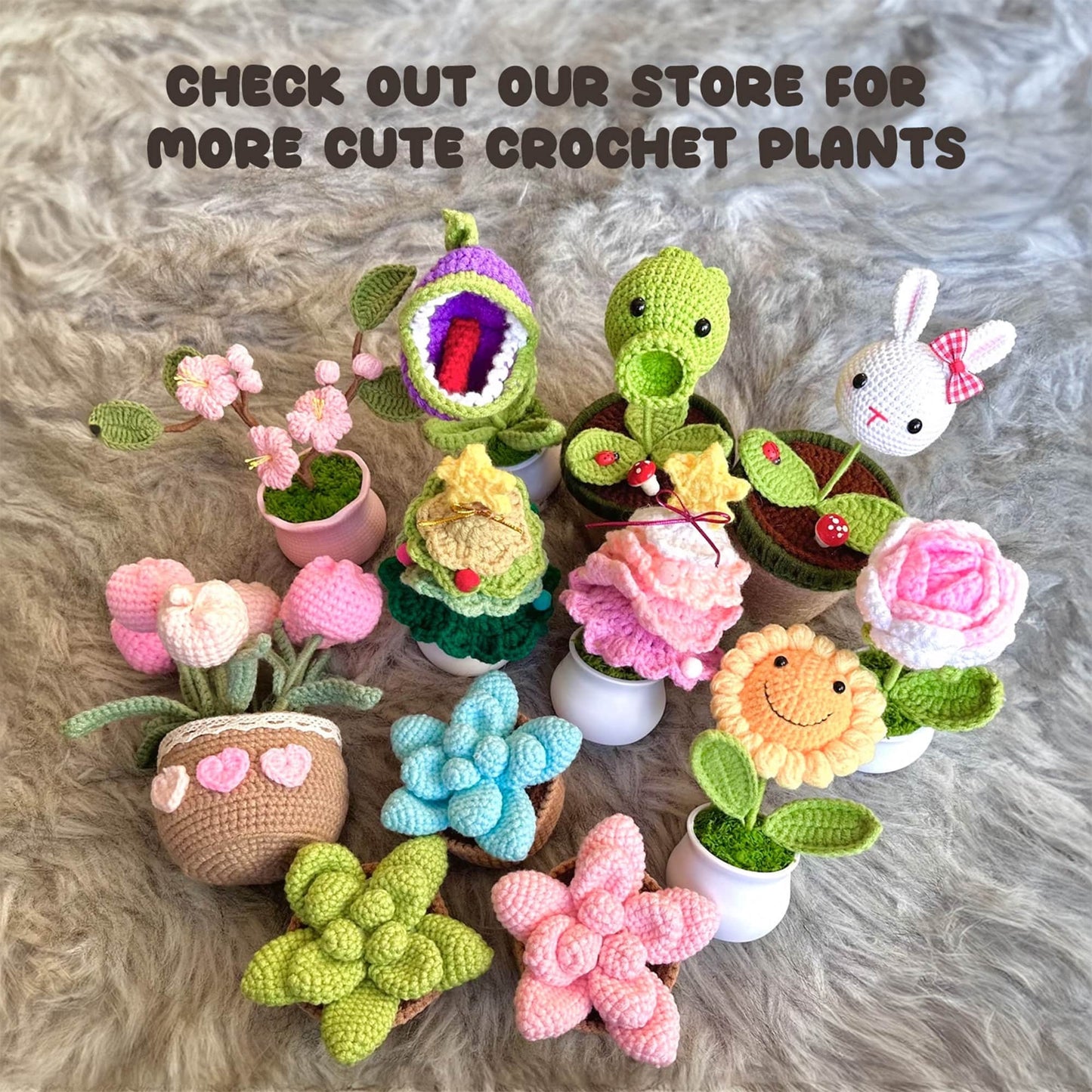 Handmade Crochet Bunny Plant | Crocheted Plant | Easter Decor | Rabbit | Office Desk Home | Cute l Plush | Decorative Plants