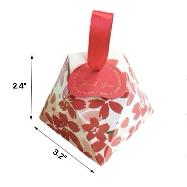 Pink Sakura Favor Box with Thank You Tag - Pack of 10