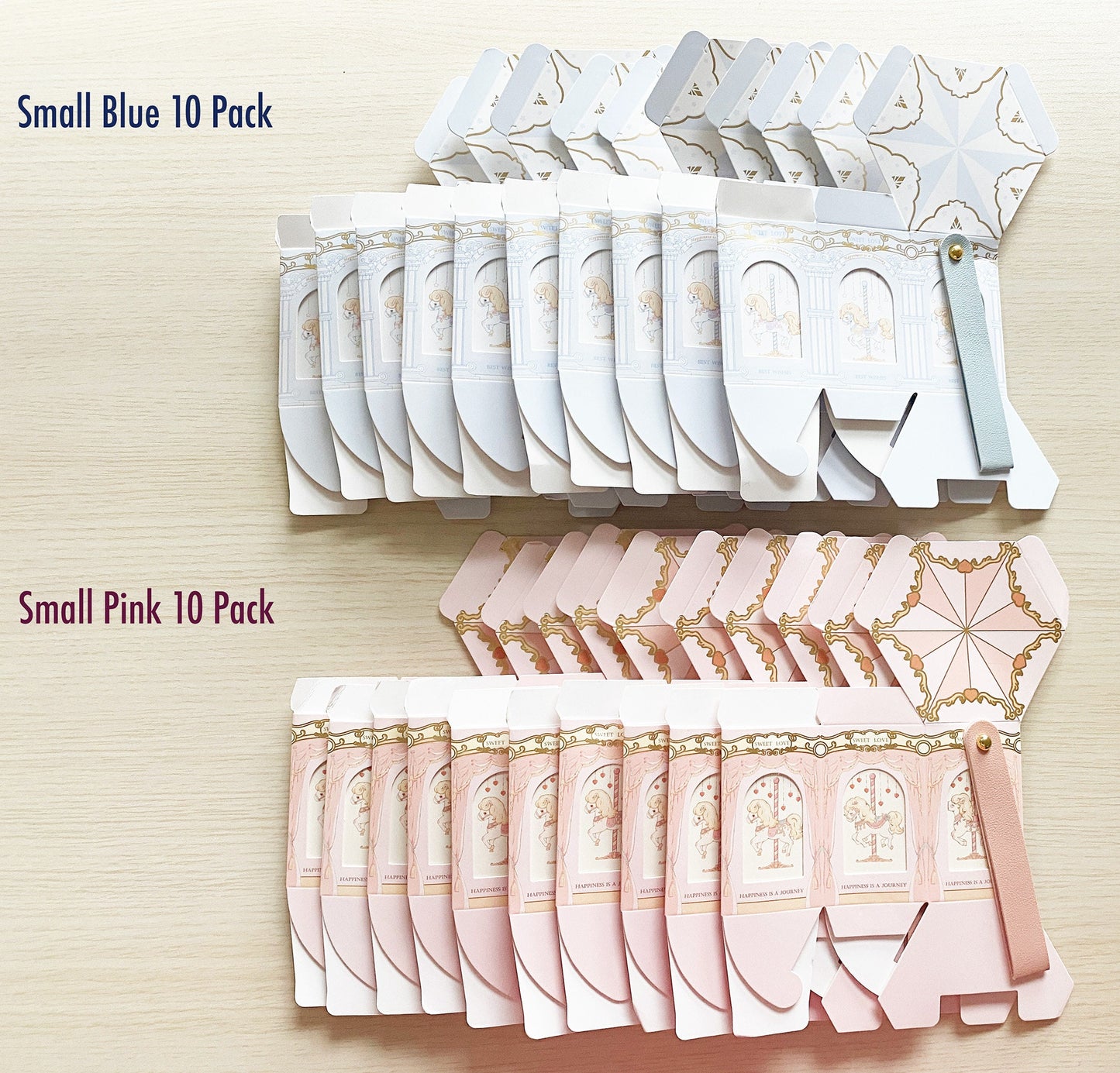 10 Pack Pink | Blue Carousel Favor Box | Wedding | Gift | Party Favor | Candy Box | Bridal | Baby Shower | Birthday | Anniversary