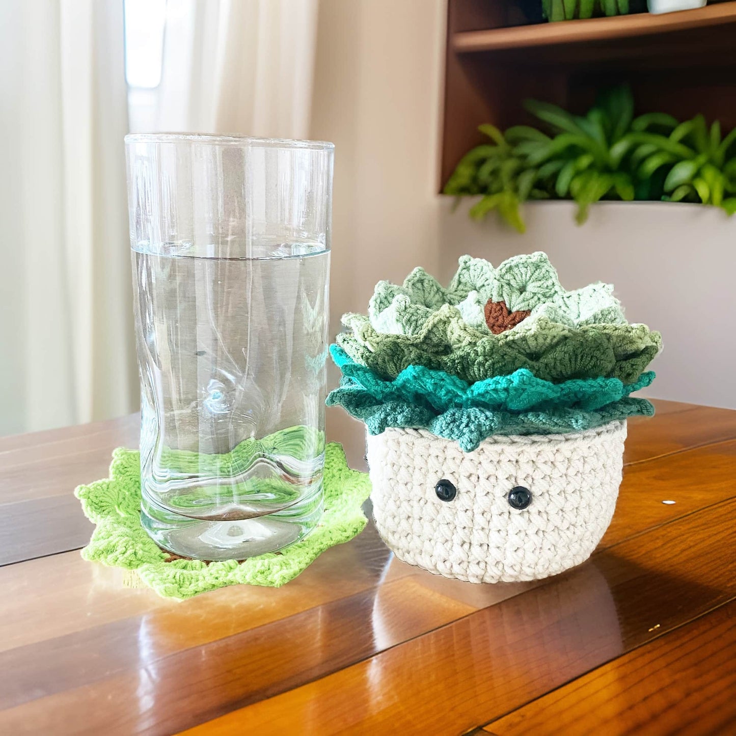 Handmade 6PCS Crochet Coasters | Crochet Succulent | Decorative Coasters | Potted Plant Coasters | Crochet Flowers | House Warning Gift