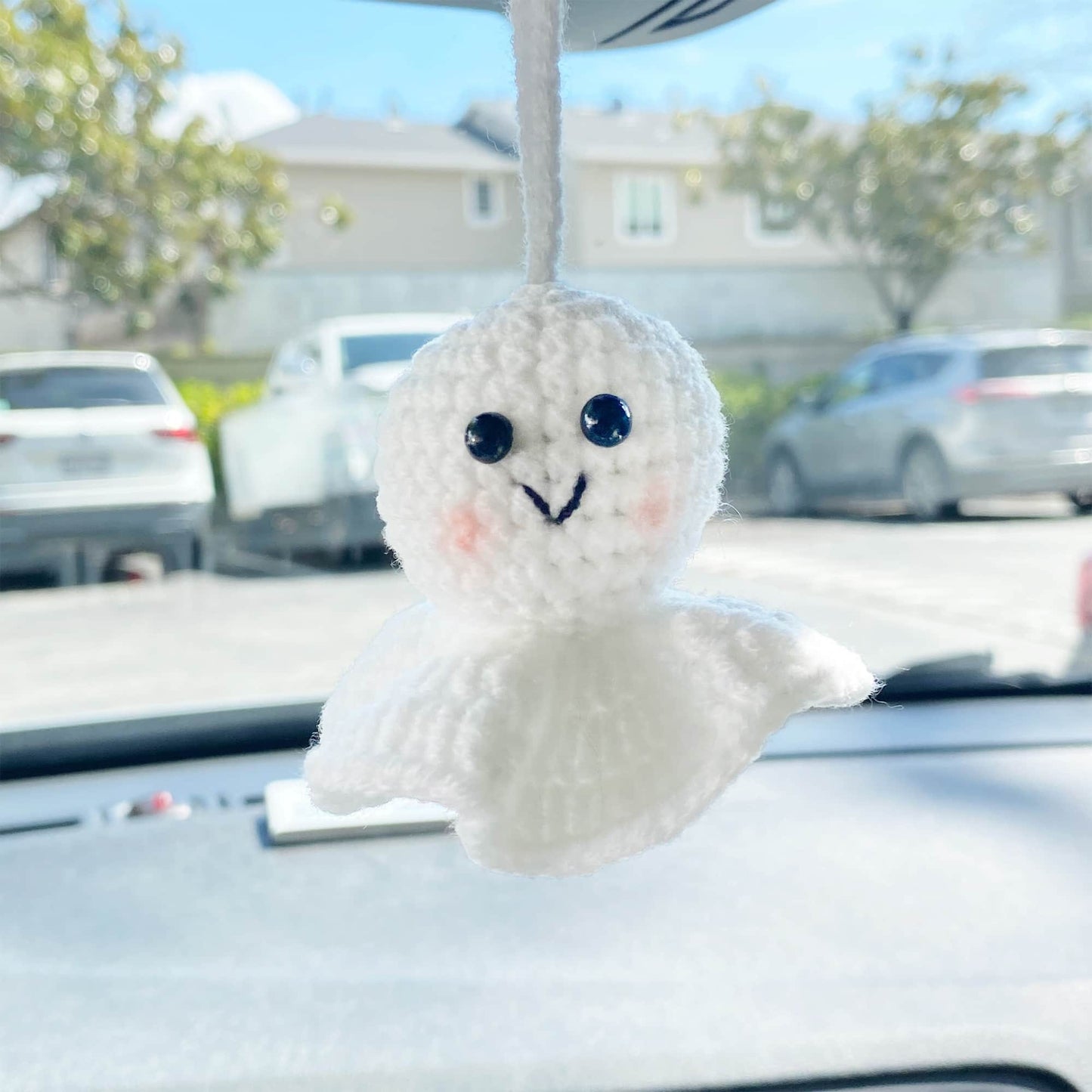 Handmade Finished Crochet Anime Car Decor | Kawaii Car Accessary | Ornament | Japanese Decor | Teru Teru Bozu | Sunny | Rainbow Doll