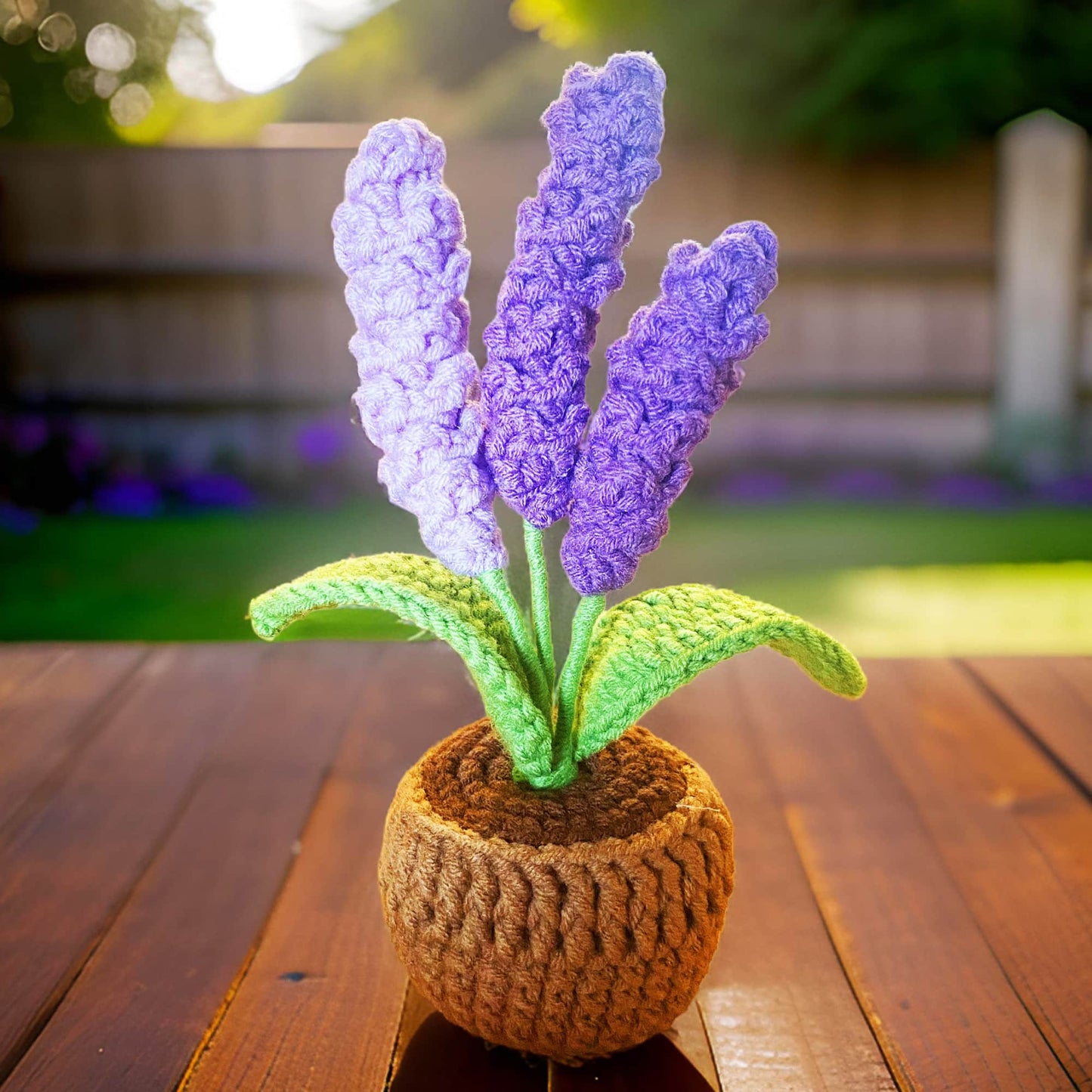 Handmade Finished Crochet Lavender Flower Pot Plants | Purple Home Living Room Desk Decor | Dried Flowers | Present Gift for Mom Girlfriend