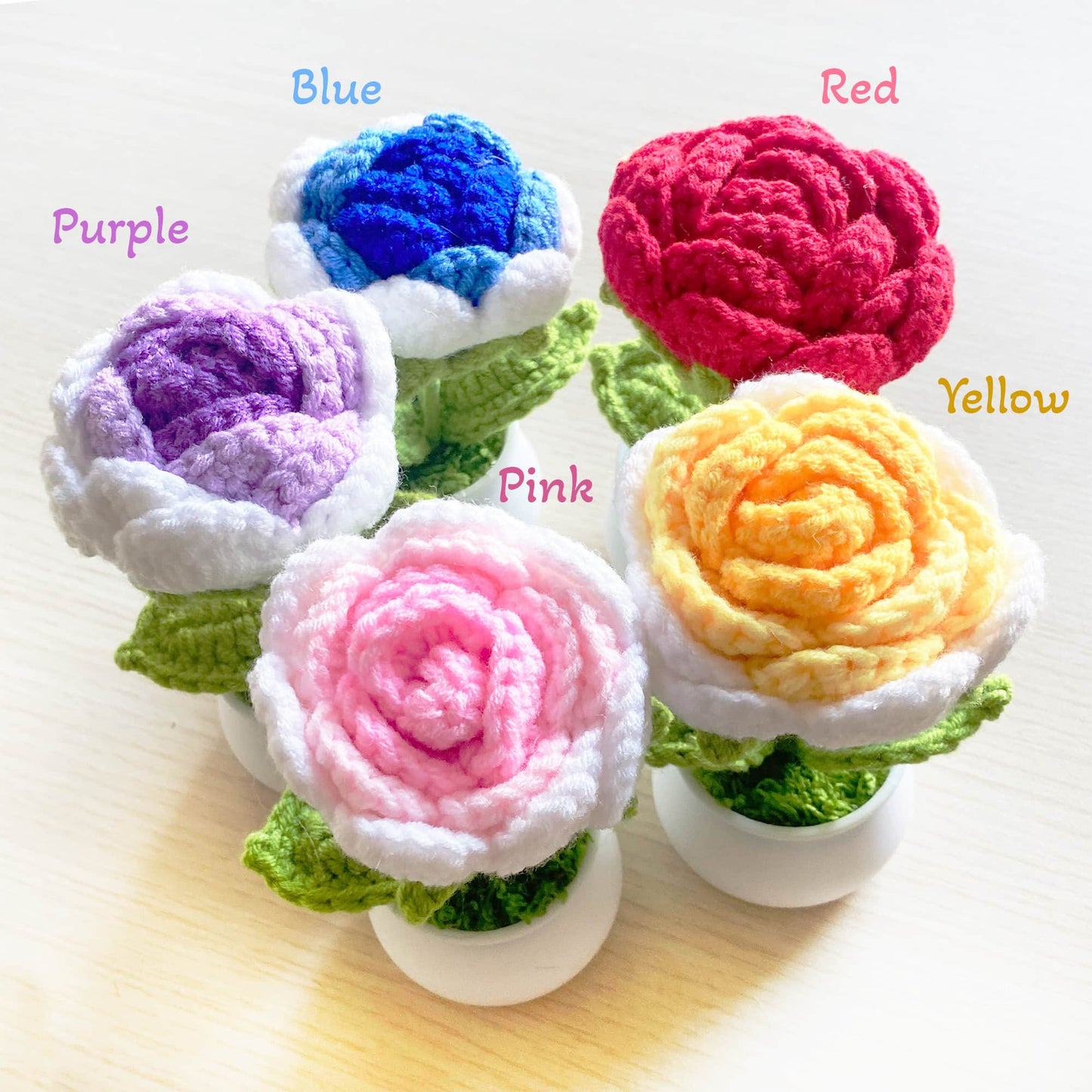 All 9.99 Handmade Crochet Flowers | Forget me not | Rose | Sunflower | Poppy | Tulip | Strawberry | Daisy | Lily | Puff | 10 dollars Gifts