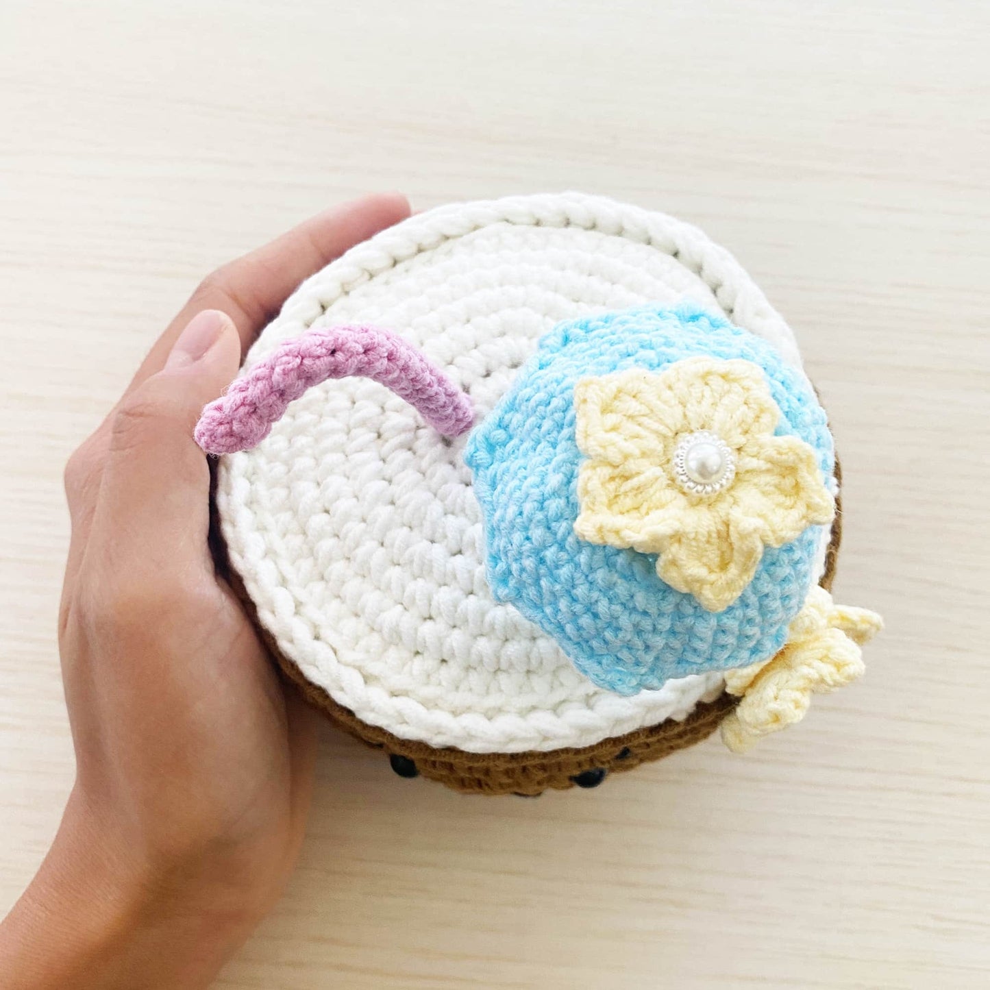 Handmade Coconut Cocktail Plushie | Finished Crochet Cocktail | Coconut Plushie | Vacation Gifts | Alcohol Plushie | Coconut Shell Decor