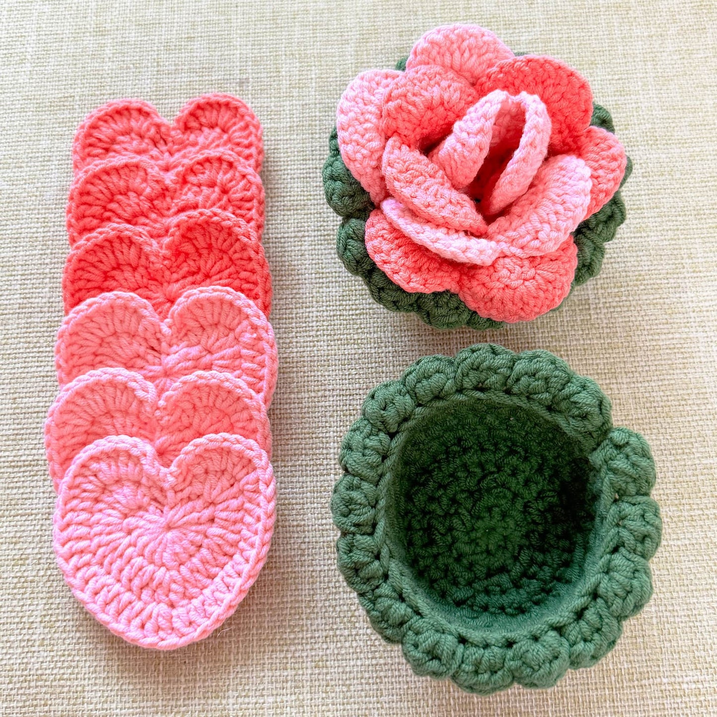 Handmade 6PCS Crochet Rose Coasters | Crochet Flower | Rose | Decorative Coasters | Valentine Gifts | Gift for Her | House Warning