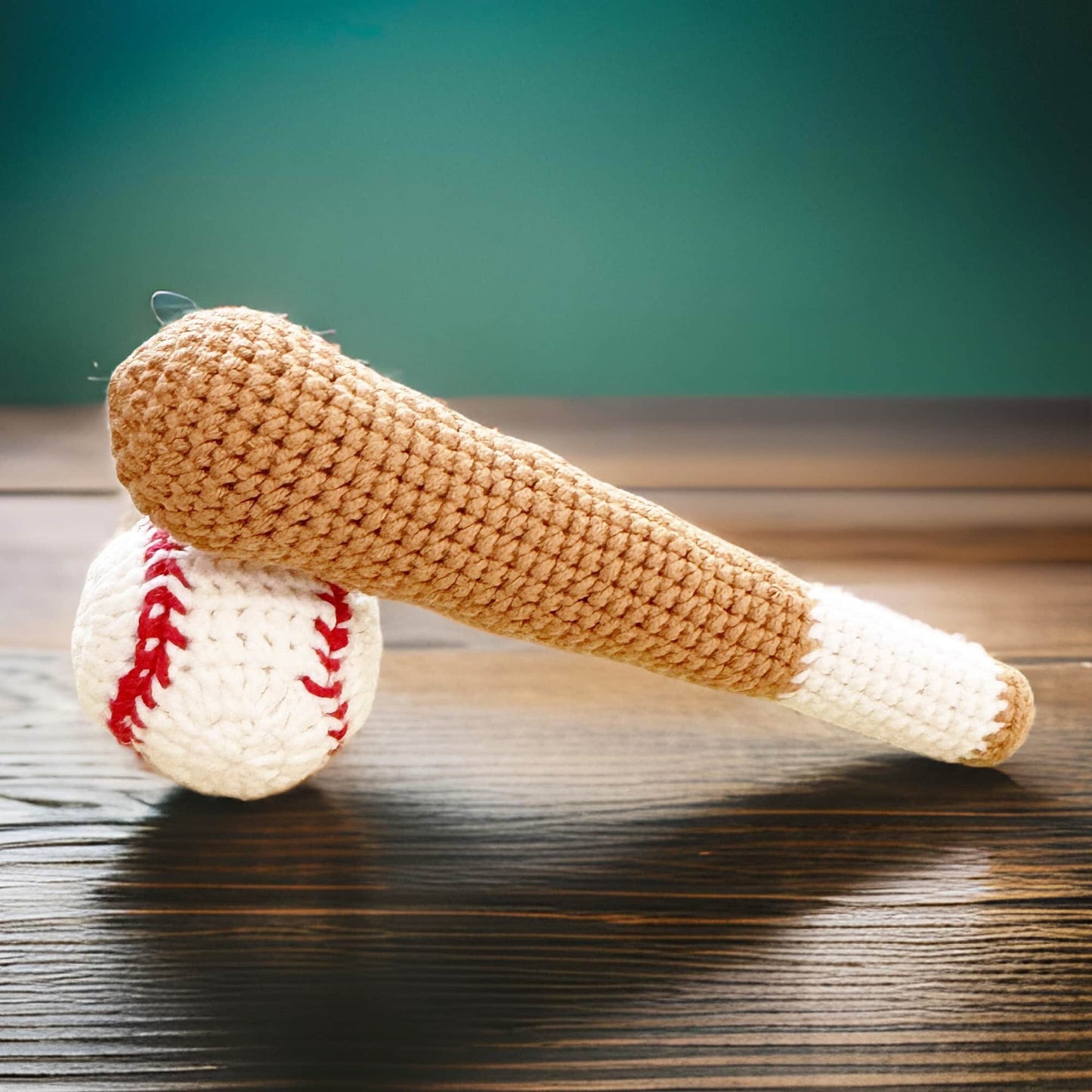 Handmade Crochet Baseball Bat + Ball Set | Football | Basketball | Mini Plush | Toddler Toy | Sports Toy | Boy Girl Gift | Baby Shower