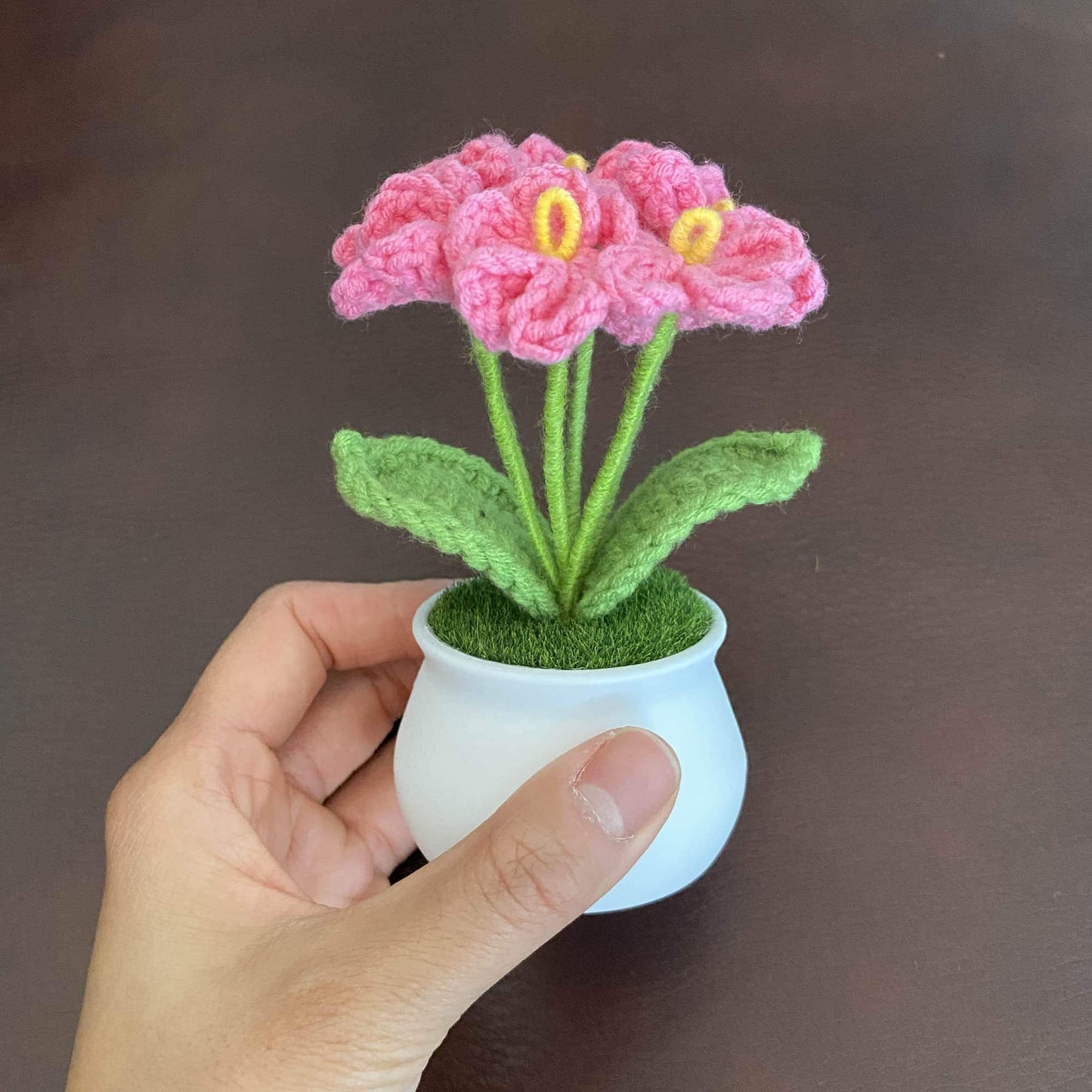 Handmade Finished Crochet Forget-me-not Flower Pot | Pink | Blue | Purple | Scorpion grasses | Myosotis | Gift Friend Teacher Graduation