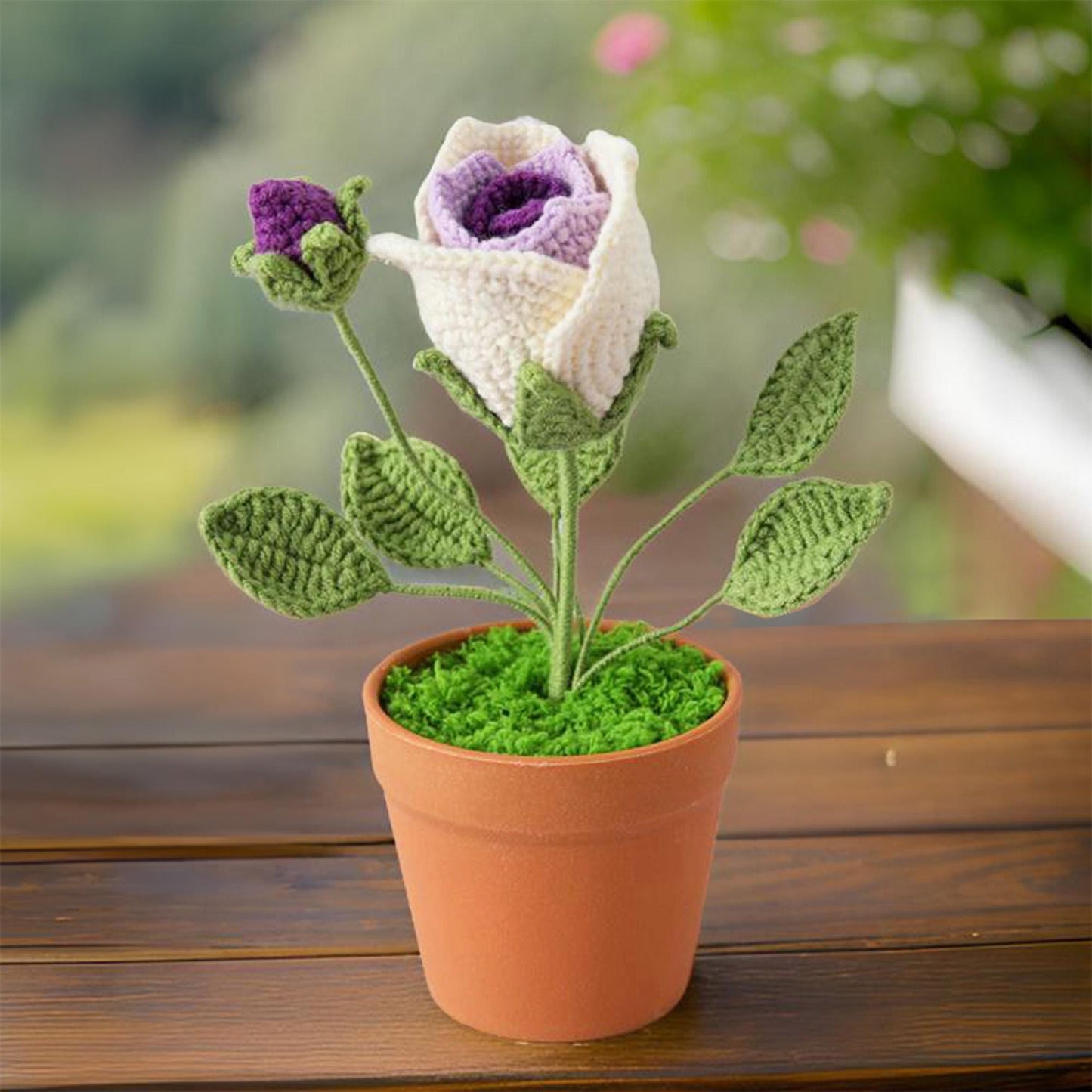 Handmade Crochet Rose Leaf Pot | Pink | Purple | White | Red | Home Decor | Valentine Gift | Girlfriend | Anniversary | Wedding