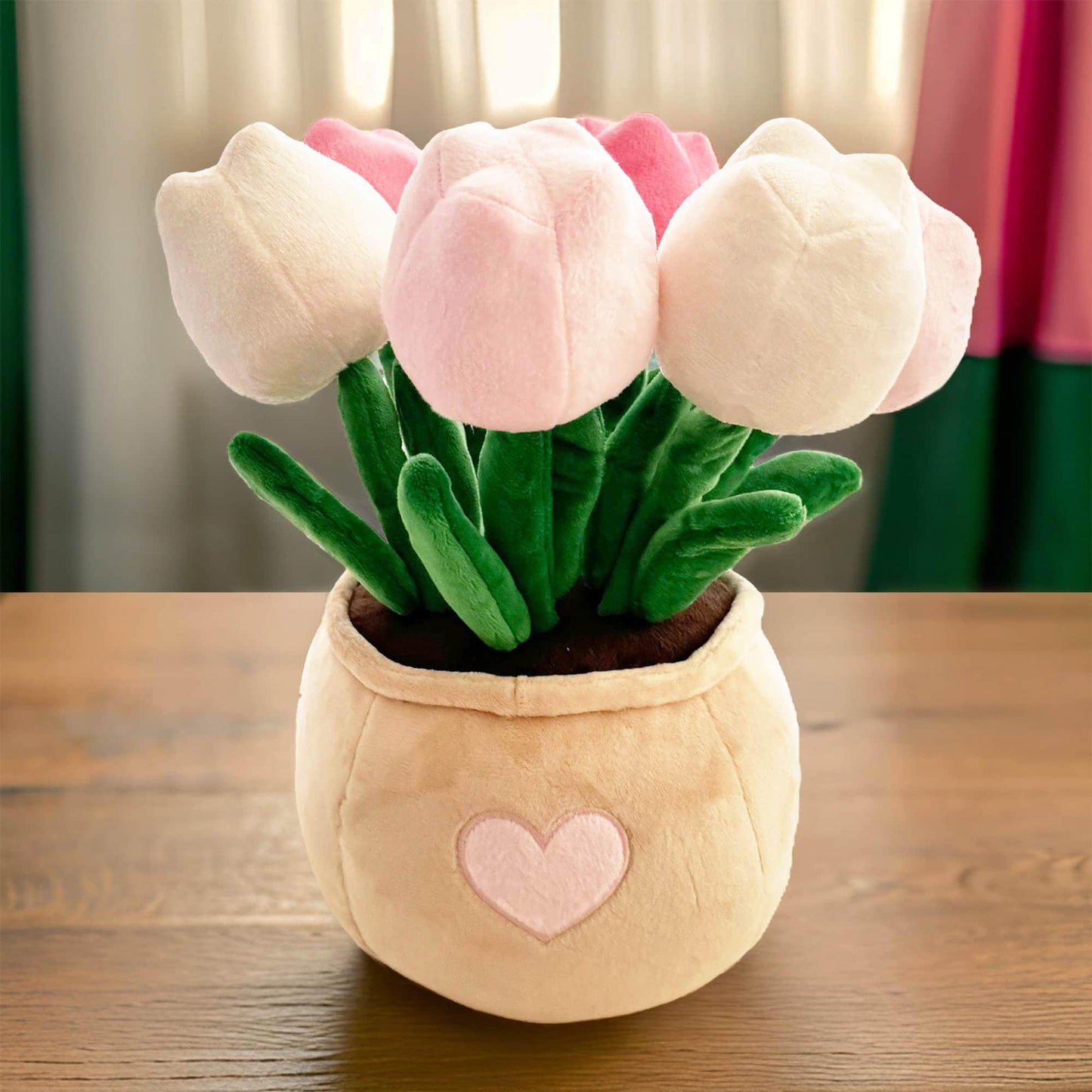 Exclusive Pinklady Tulip Pot Plush Toy | Pink Green | Plant Flower Stuffed Plushie Bouquet | Gift for Children Girl | Birthday Christmas