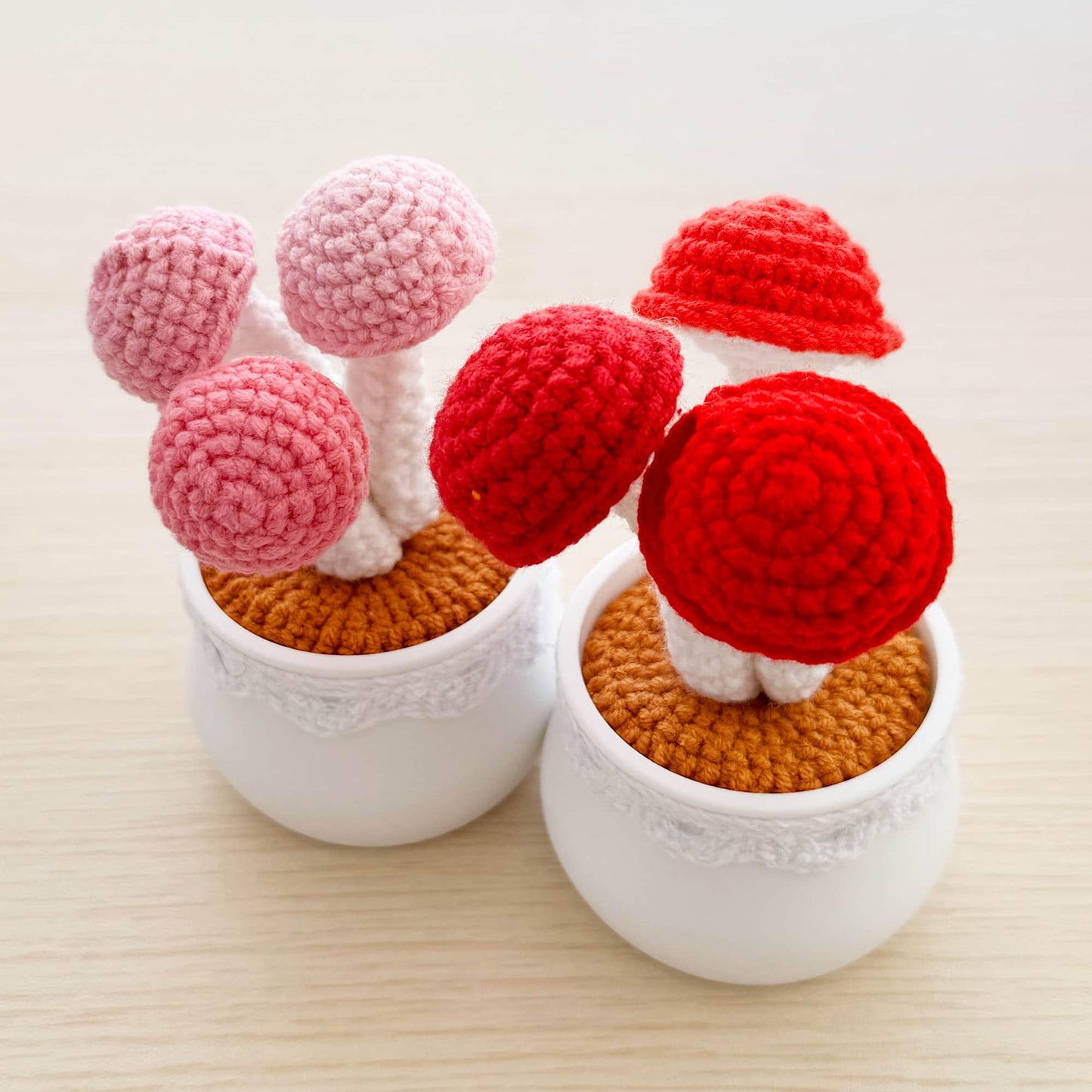 Handmade Finished Crochet Mushroom Pot | Mushroom Decor | Crochet Pot | Decorative Plants | Crochet Flowers | Home Decor
