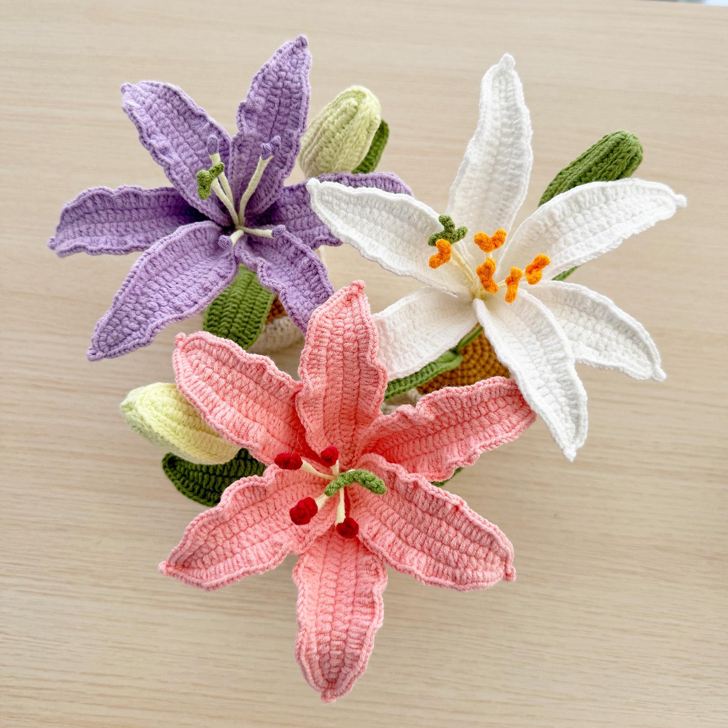 Handmade Crochet White Big Lily | Crochet Flower Decor | Crochet Bonsai | Big Lily Decoration | Handmade Gift | Cute Office Decor
