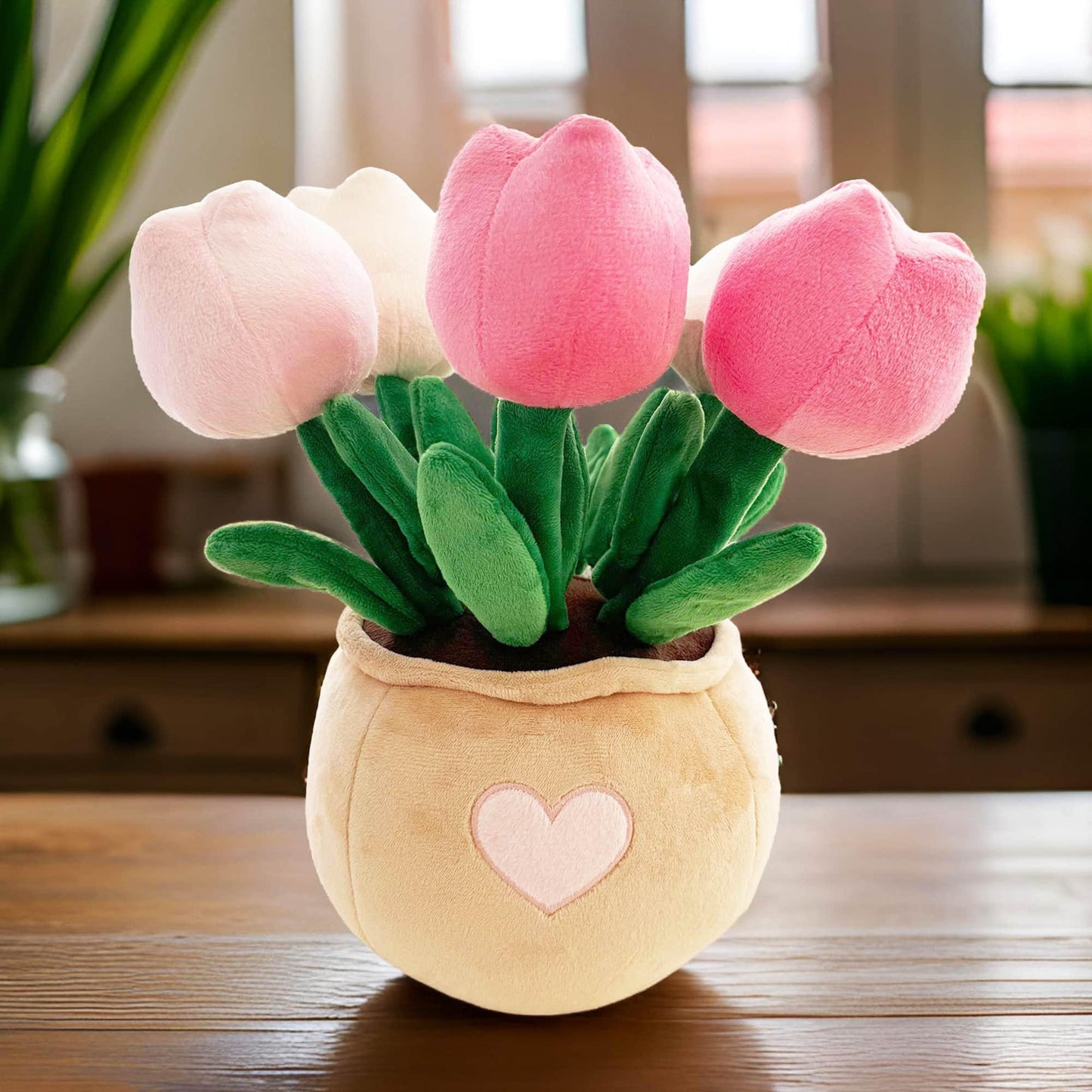 Exclusive Pinklady Tulip Pot Plush Toy | Pink Green | Plant Flower Stuffed Plushie Bouquet | Gift for Children Girl | Birthday Christmas