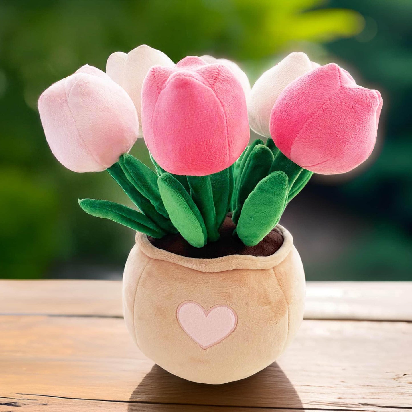 PinkLadyWorkshop Exclusive Pink Tulip | Daisy | Strawberry Pot Plush Toy: Stuffed Flower Bouquet