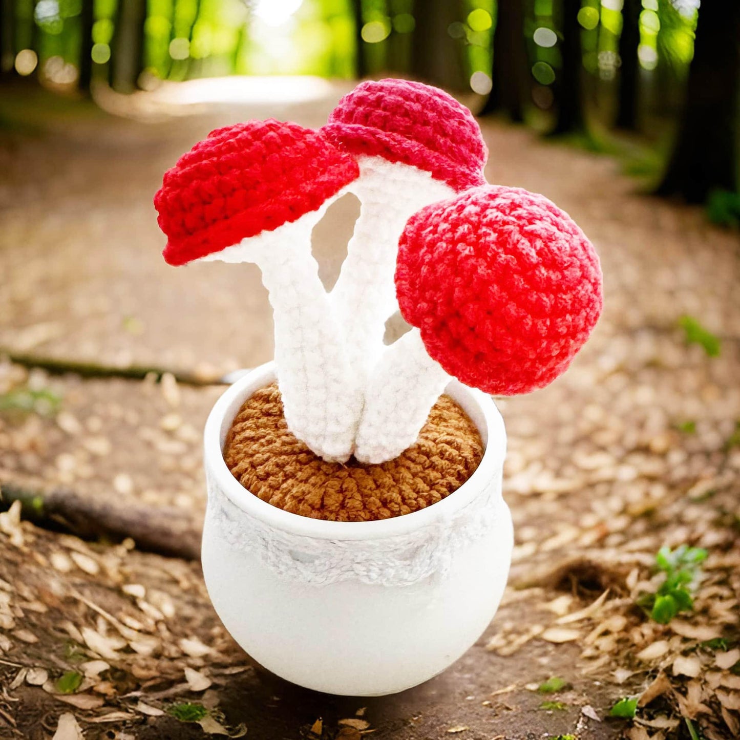 Handmade Finished Crochet Mushroom Pot | Mushroom Decor | Crochet Pot | Decorative Plants | Crochet Flowers | Home Decor