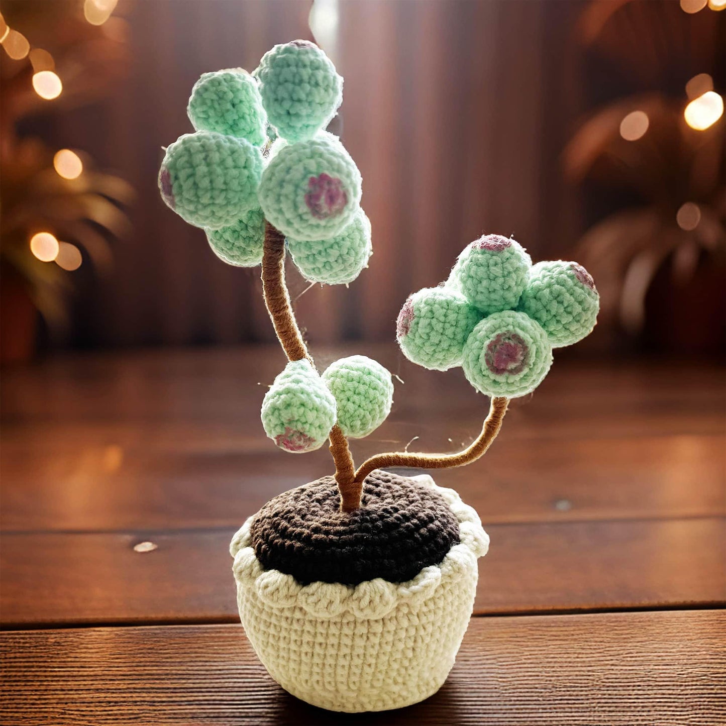 Handmade Crochet Succulent Tree | Crocheted Pachyphytum | Artificial Flower | Office Desk Home Decor | Decorative Plants | Gift Mom Wife