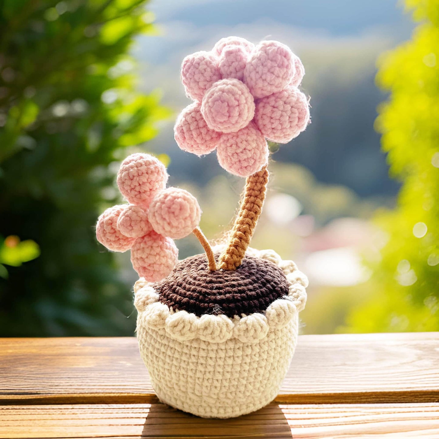 Handmade Crochet Succulent Tree | Crocheted Pachyphytum | Artificial Flower | Office Desk Home Decor | Decorative Plants | Gift Mom Wife