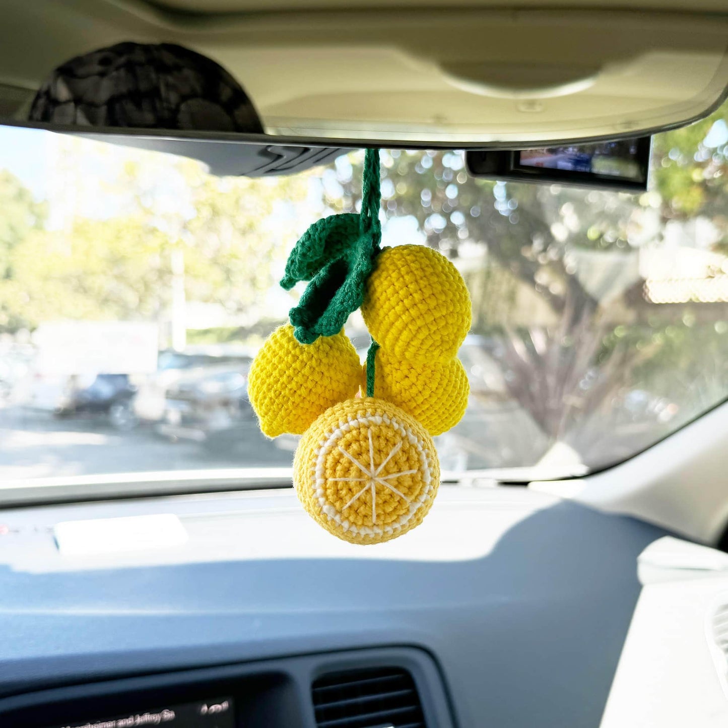 Handmade Finished Crochet Lemon Car Decor | Keychain | Backpack | Plants Car Accessary | Ornament | Yellow Green | Summer Decor