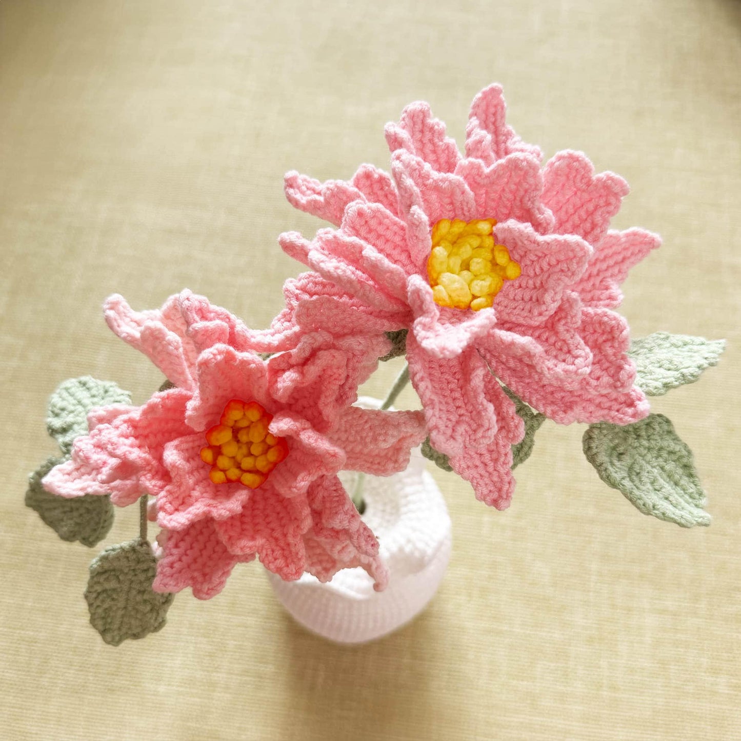 Crochet Pink Peony Vase | Zinnias | Rose Decor | Cute Crochet Flower | Decorative Plants | Crochet Flowers | Home Decor
