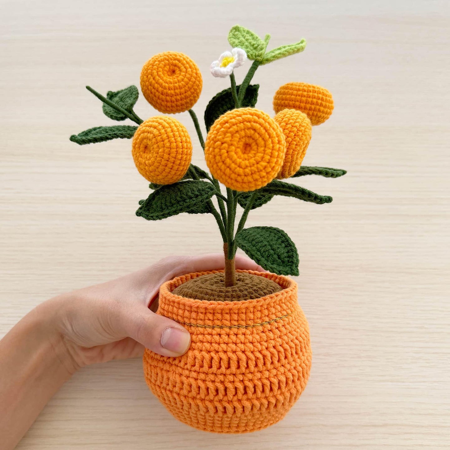 Handmade Finished Crochet Orange Pot | Orange Decor | Orange Crochet Pot | Decorative Plants | Crochet Flowers | Home Decor