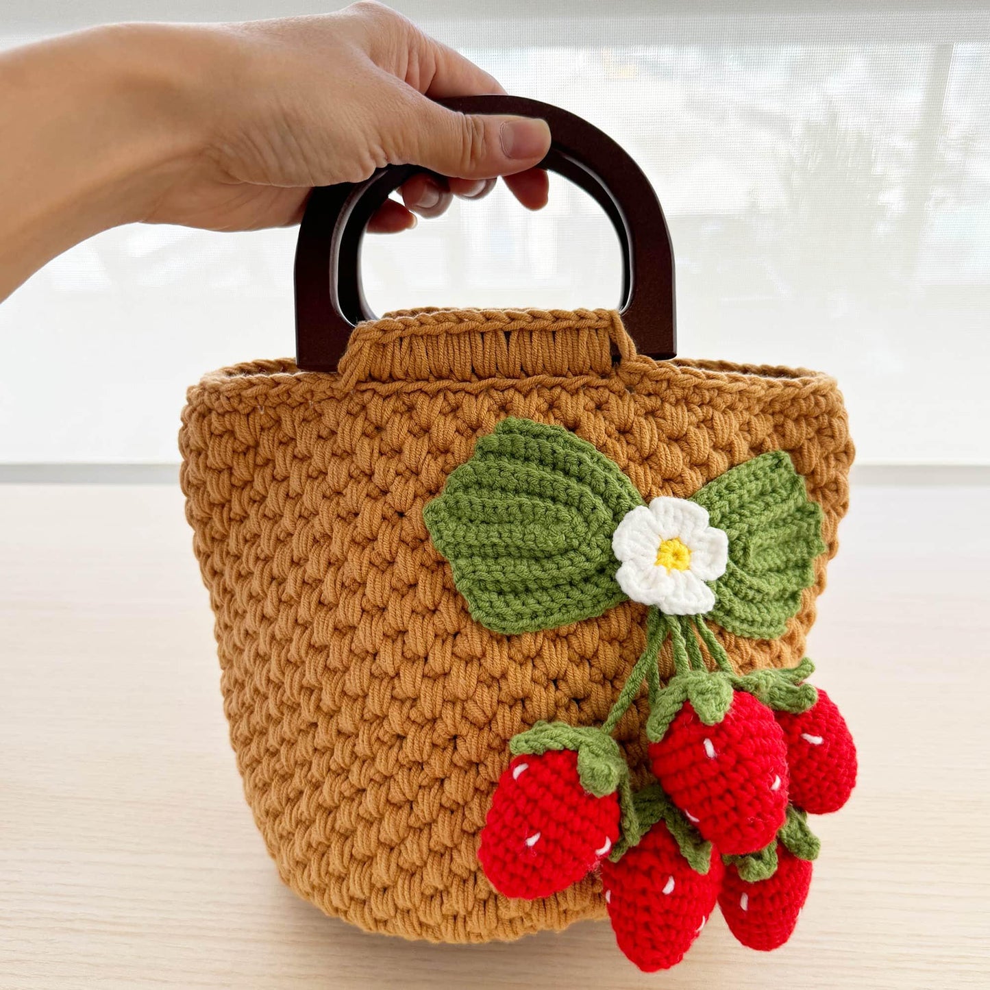 Handmade Crochet Strawberry Purse | Clutch | Red Green Beige | Craft Present | Spacious Purse | Kawaii Cute | Fruit | Vintage