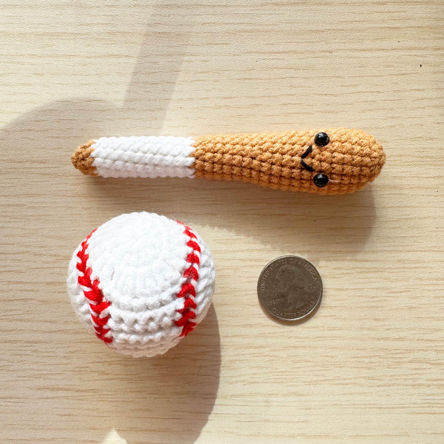 Handmade Crochet Baseball Bat + Ball Set | Football | Basketball | Mini Plush | Toddler Toy | Sports Toy | Boy Girl Gift | Baby Shower