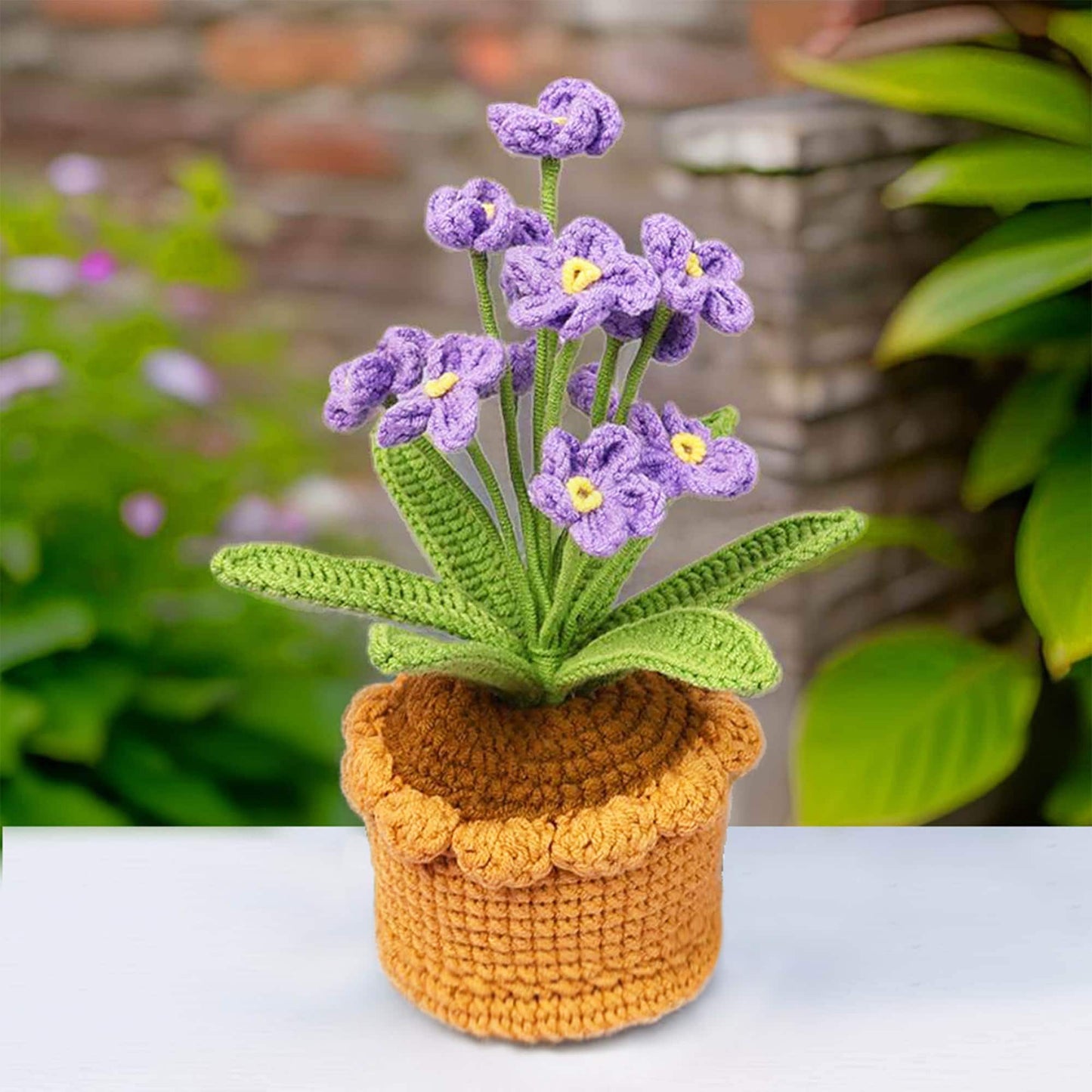 Handmade Finished Crochet Forget-me-not Flower Pot | Pink | Blue | Purple | Scorpion grasses | Myosotis | Gift Friend Teacher Graduation