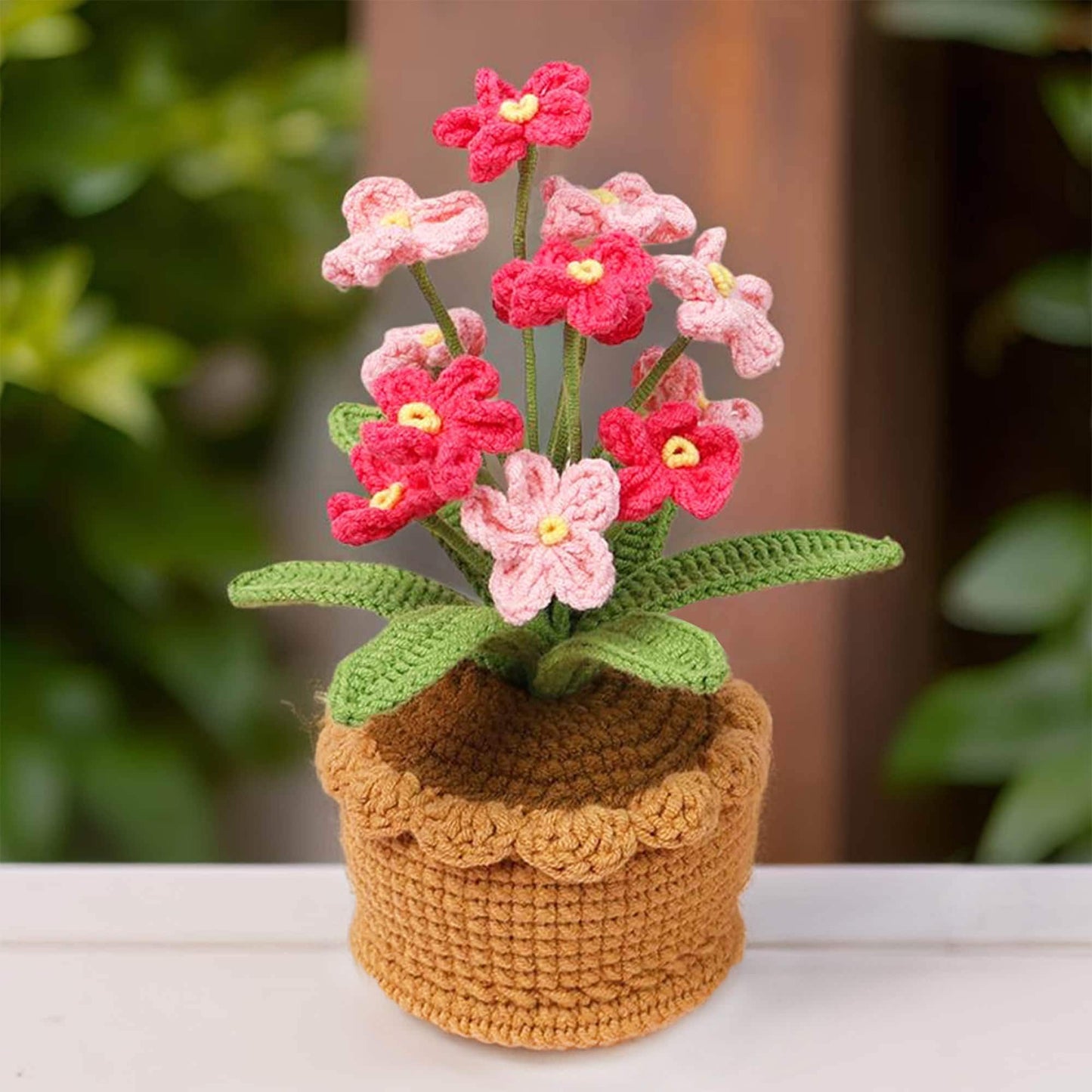 Handmade Finished Crochet Forget-me-not Flower Pot | Pink | Blue | Purple | Scorpion grasses | Myosotis | Gift Friend Teacher Graduation