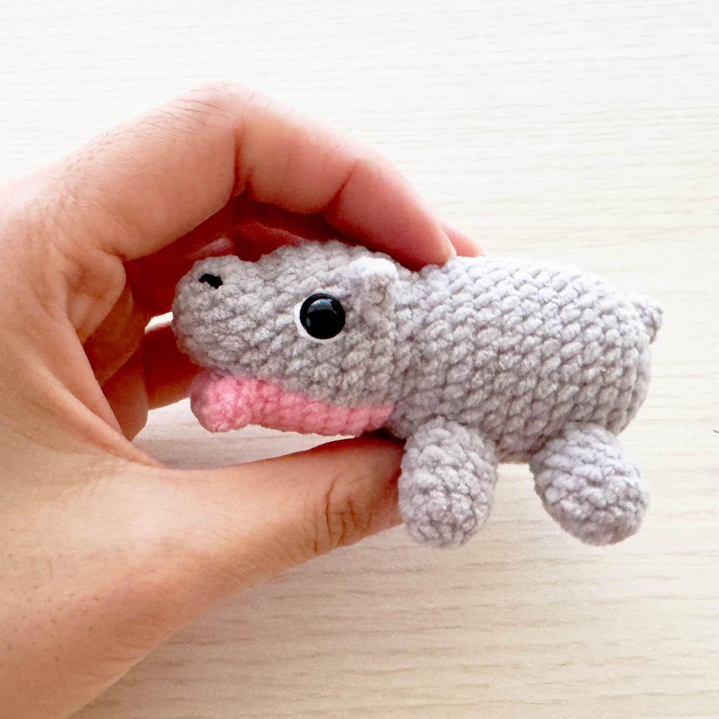 Handmade Crochet Pygmy Hippo | Grey Pink | Cute Crochet Toy | Mini Hippo Plush | Hippo Stuffed Animal | Finished Crochet Toy | Gift for Kids