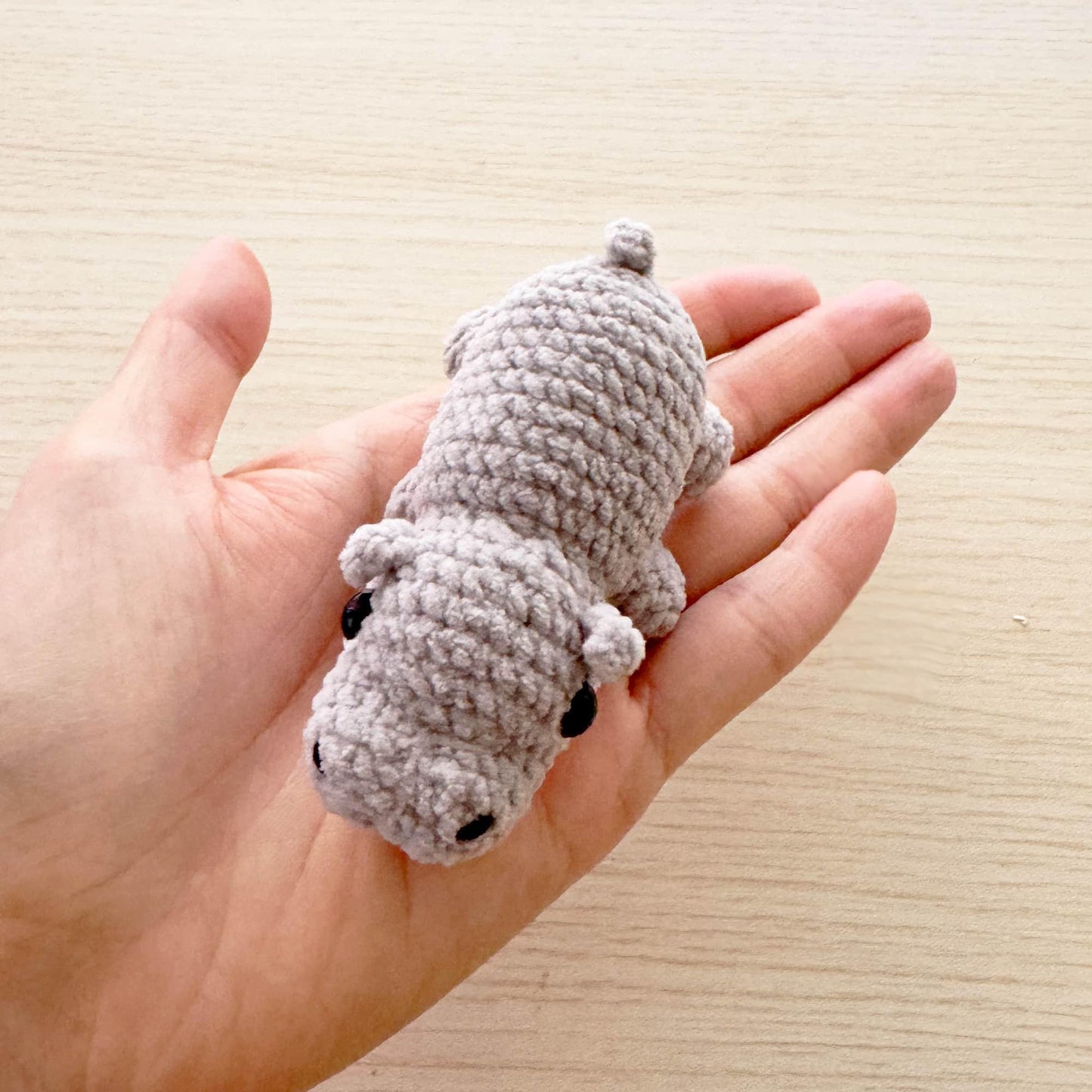 Handmade Crochet Pygmy Hippo | Grey Pink | Cute Crochet Toy | Mini Hippo Plush | Hippo Stuffed Animal | Finished Crochet Toy | Gift for Kids