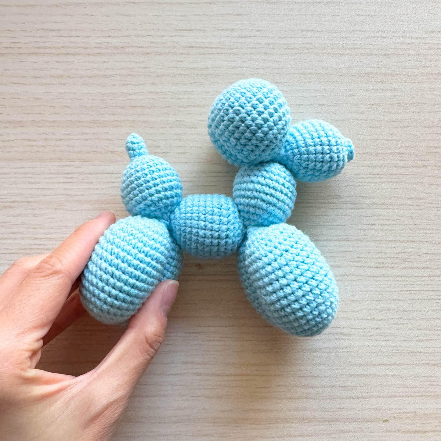 Handmade Crochet Balloon Dog | Blue Pink | Cute Crochet Toy | Crocheted Art | Dog Stuffed Animal | Finished Crochet Toy | Gift for Artist