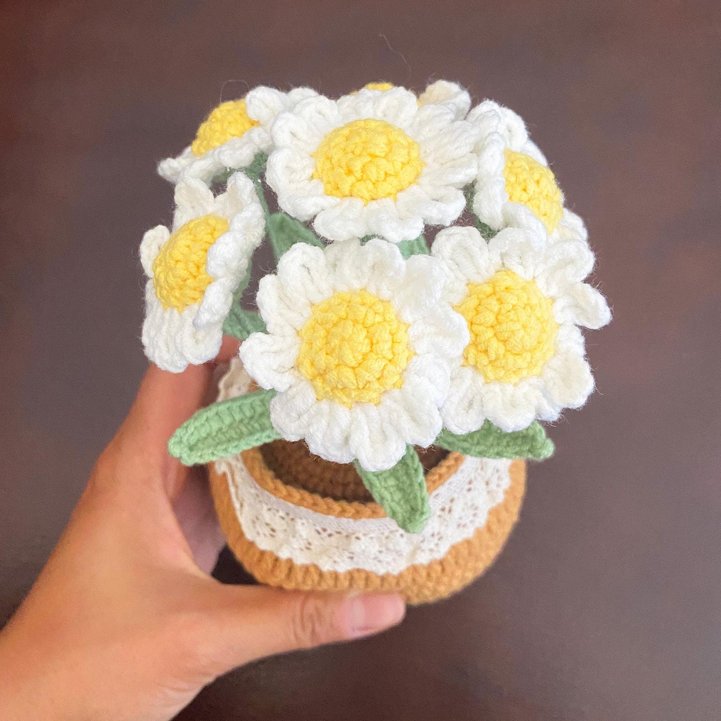Handmade Crochet Daisy Pot | Crochet Daisy Decor | Dried Daisy | Handmade Gift | Summer Home Decor