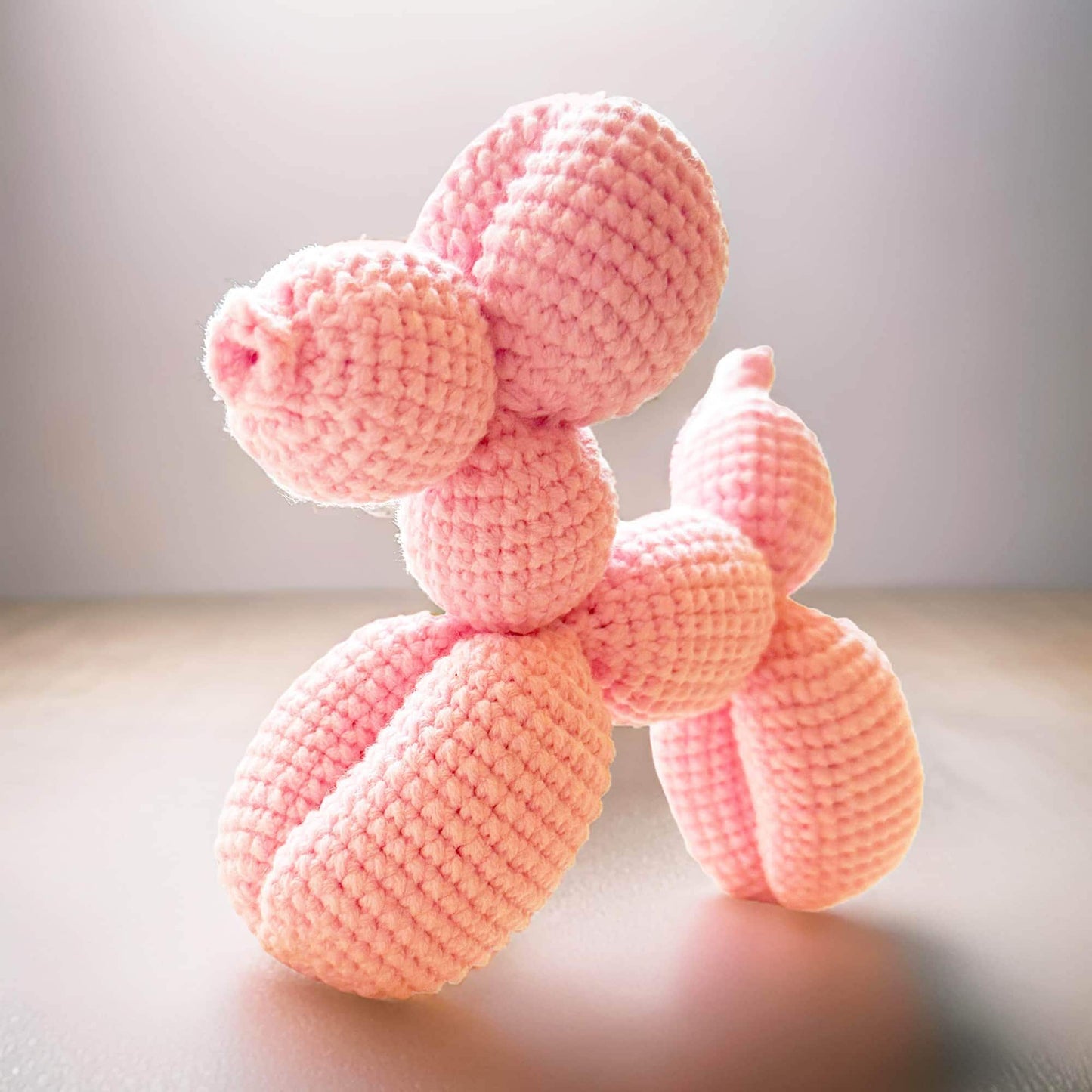 Handmade Crochet Balloon Dog | Blue Pink | Cute Crochet Toy | Crocheted Art | Dog Stuffed Animal | Finished Crochet Toy | Gift for Artist