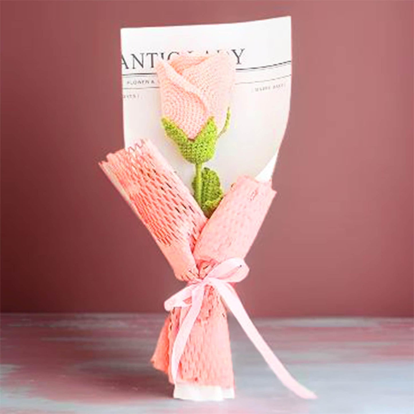 Handmade Crochet Small Bouquet | Rose | Pink | Gift | Wife | Mom | Girlfriend | Flower Arrangement | Valentine | Anniversary