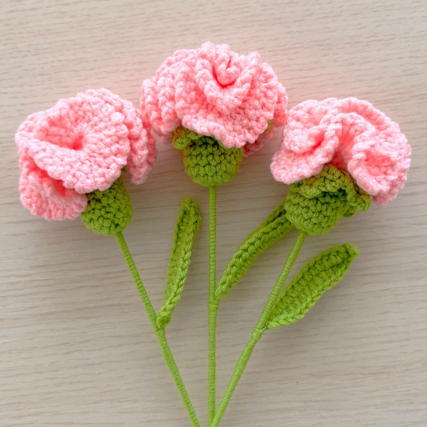 Handmade Crochet Carnation Flower Stems | Pink | Home Decor Bouquet | Gift for Mom Girlfriend | Artificial Plant | Flowers Arrangement