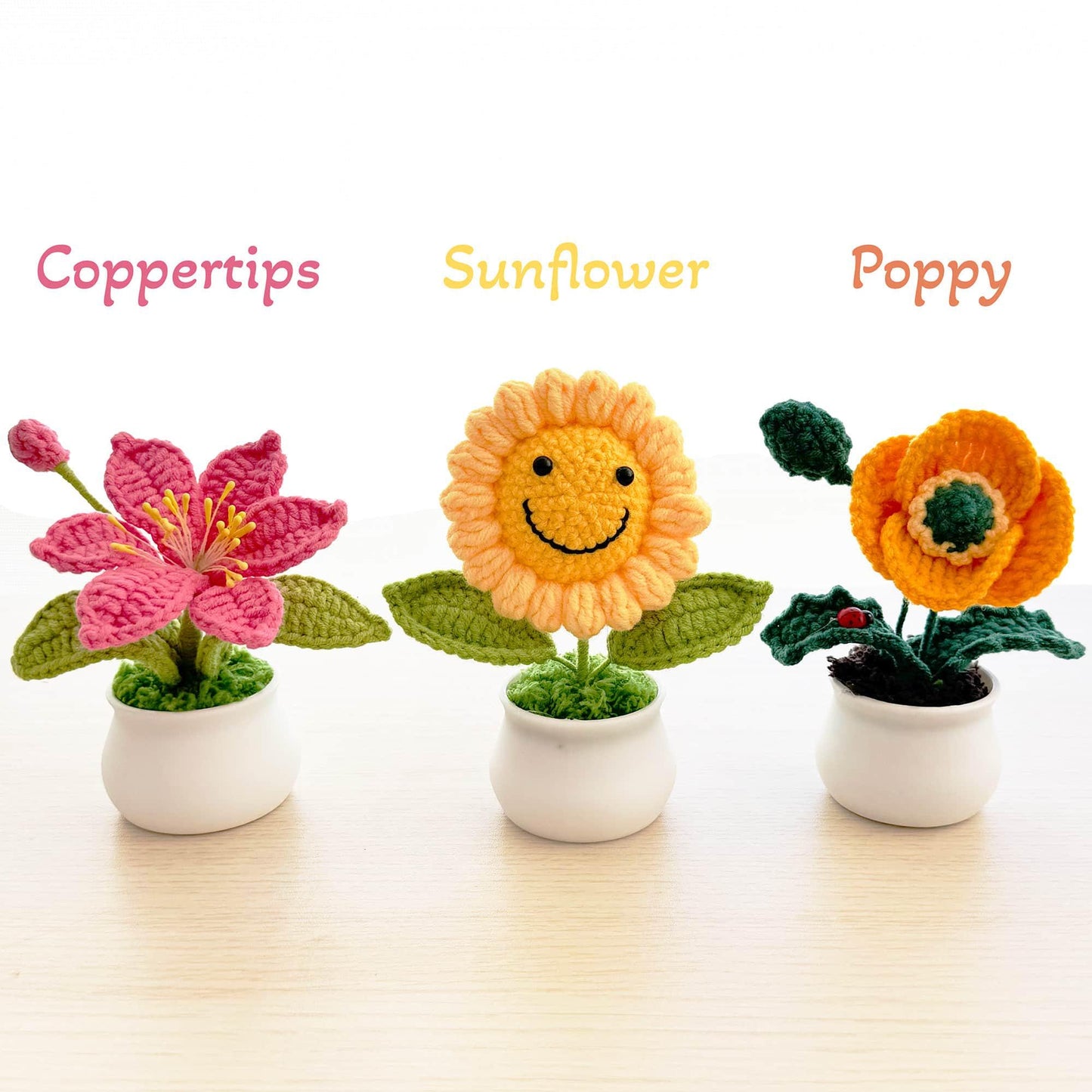 All 9.99 Handmade Crochet Flowers | Forget me not | Rose | Sunflower | Poppy | Tulip | Strawberry | Daisy | Lily | Puff | 10 dollars Gifts