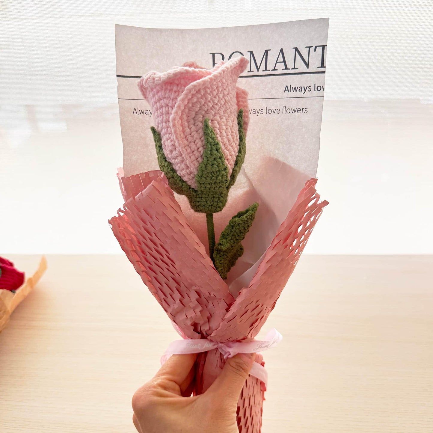 Handmade Crochet Small Bouquet | Rose | Pink | Gift | Wife | Mom | Girlfriend | Flower Arrangement | Valentine | Anniversary