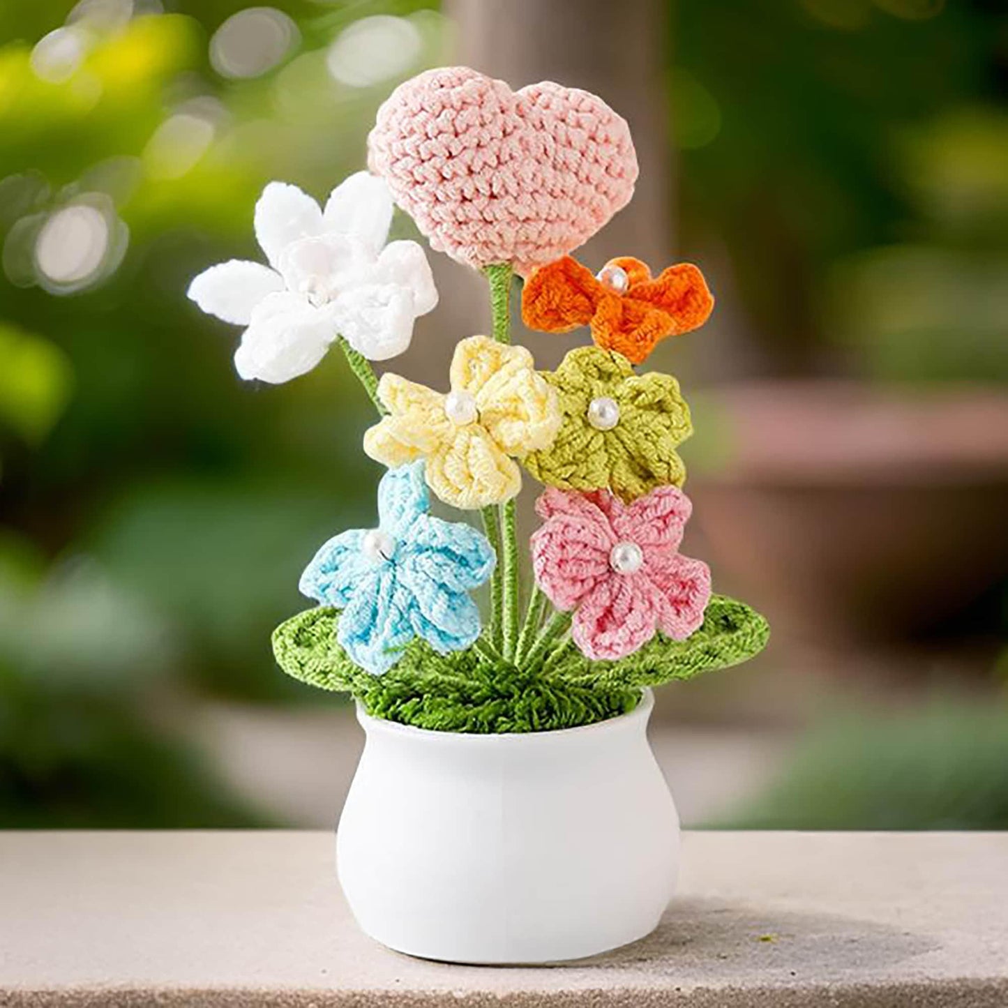 Handmade Crochet Heart Flower Pot: Valentine's Day Yarn Decor