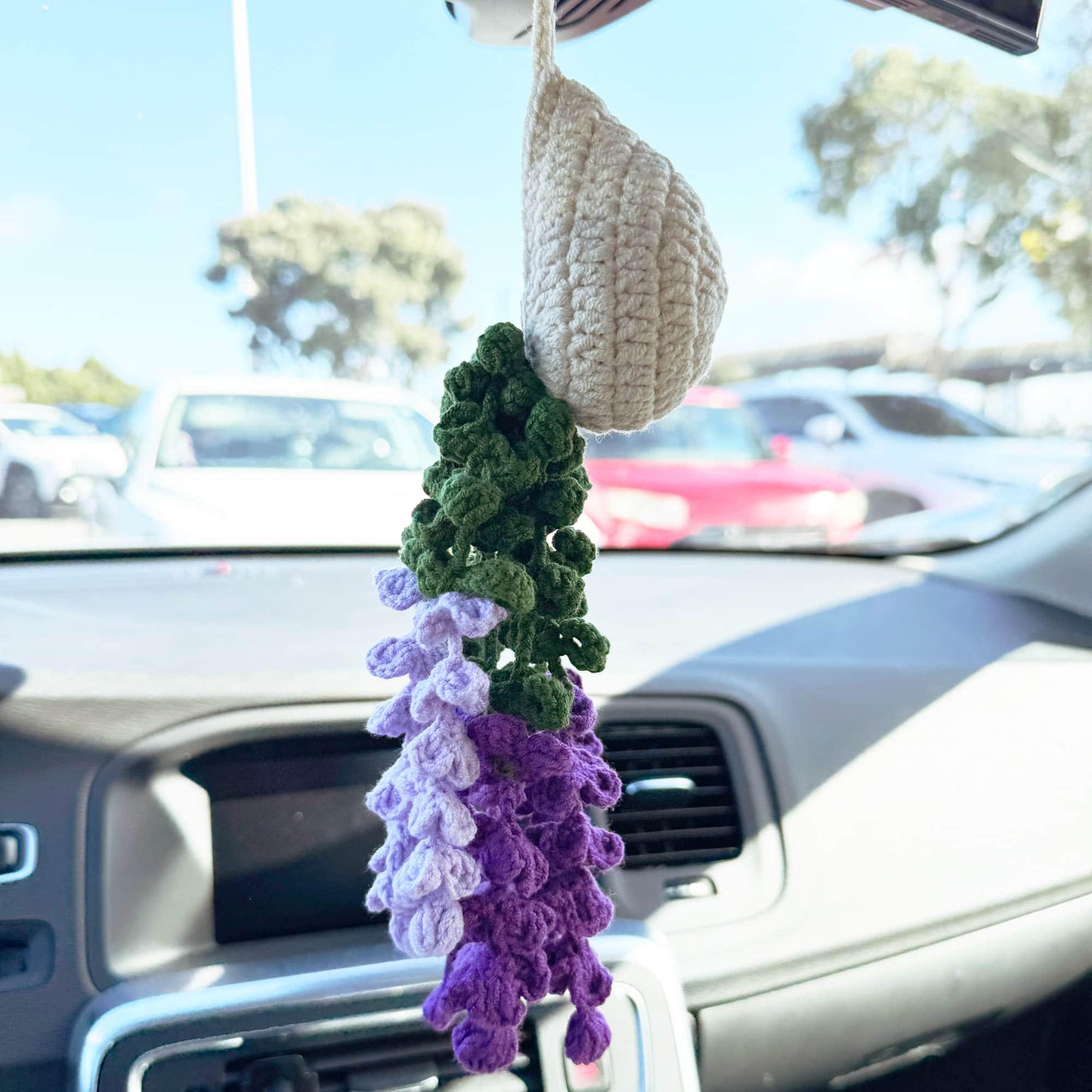 Handmade Crochet Lavender | Purple | Green | Beige | Hanging Car Decor | Ornament | Cute Plants Accessary | Gift for Girl friend Wife Mom