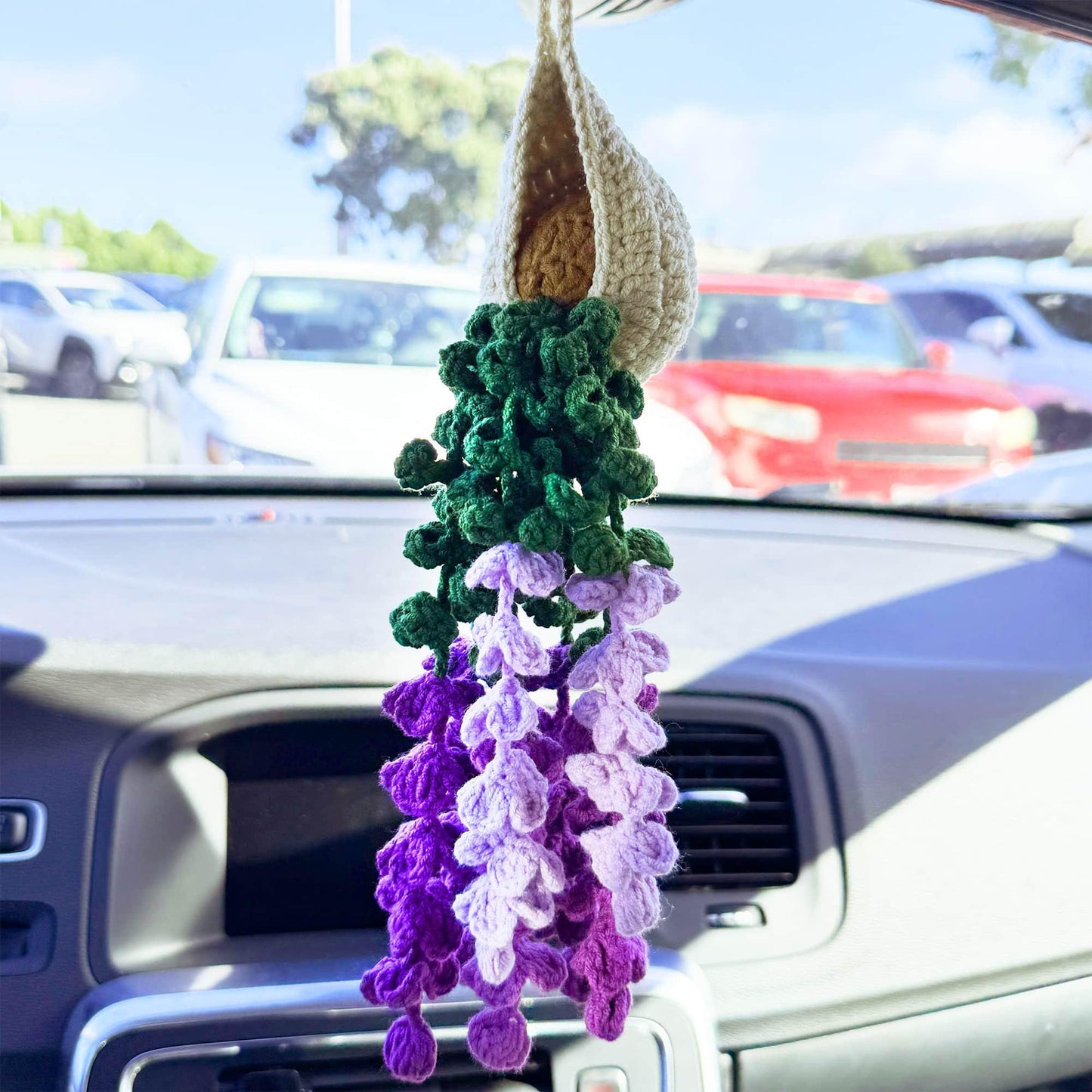 Handmade Crochet Lavender | Purple | Green | Beige | Hanging Car Decor | Ornament | Cute Plants Accessary | Gift for Girl friend Wife Mom