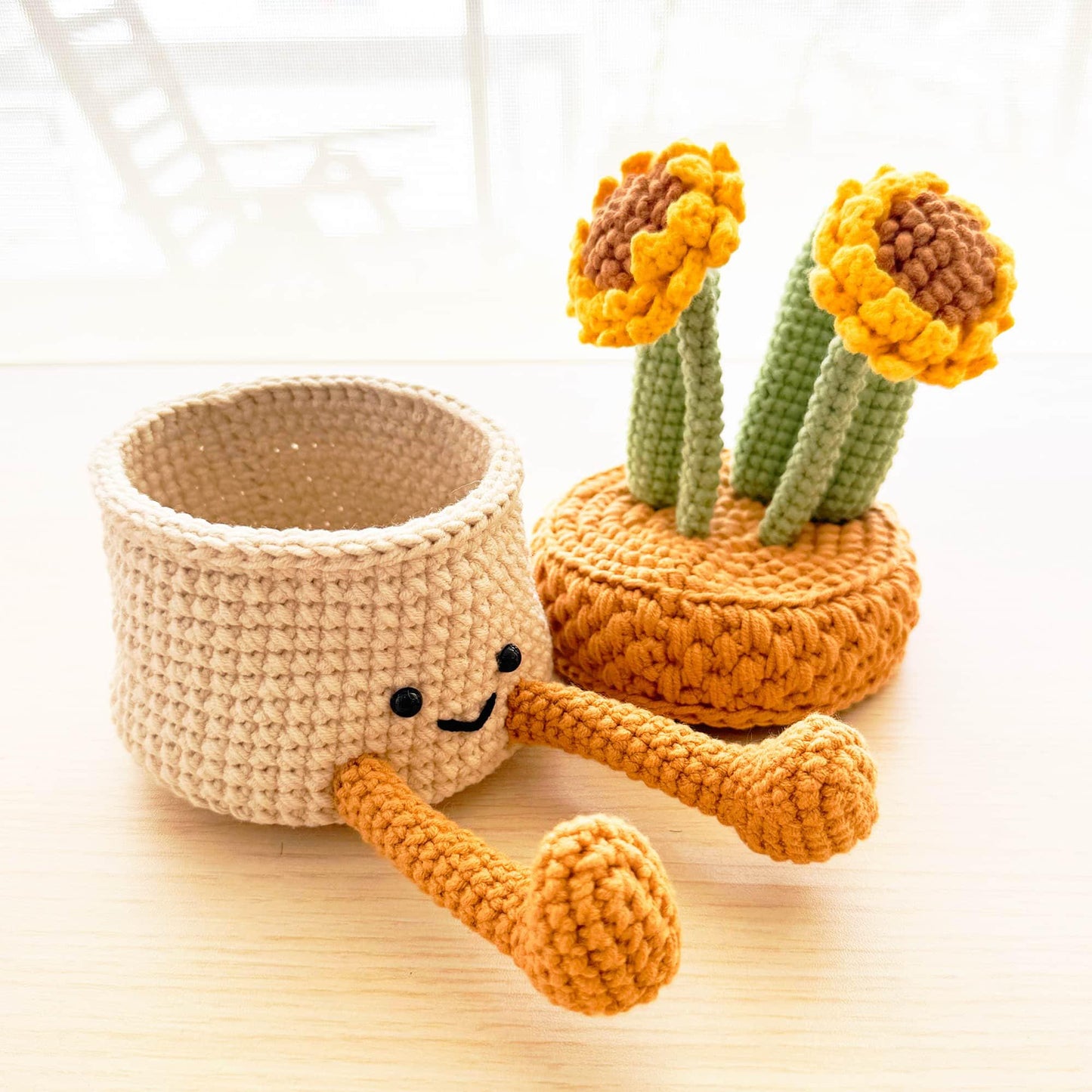 Handmade Sunflower Plush | Jewelry Box | Phone Holder | Organizer | Yellow | Green | Plant Flower Container | Birthday | Christmas