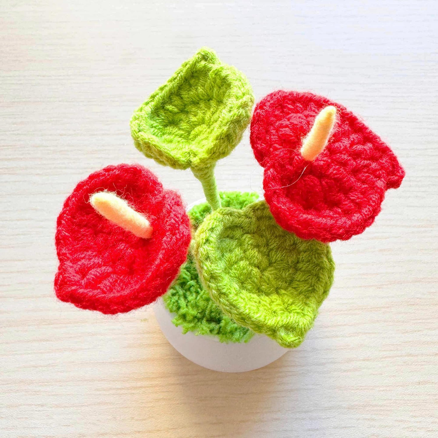 Handmade Crochet Laceleaf Pot | Anthurium | Red Green Yellow | Decorative Plants | Home Decor | Christmas | Holiday Decoration