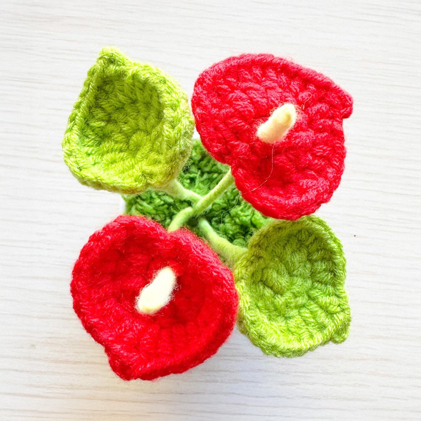 Handmade Crochet Laceleaf Pot | Anthurium | Red Green Yellow | Decorative Plants | Home Decor | Christmas | Holiday Decoration