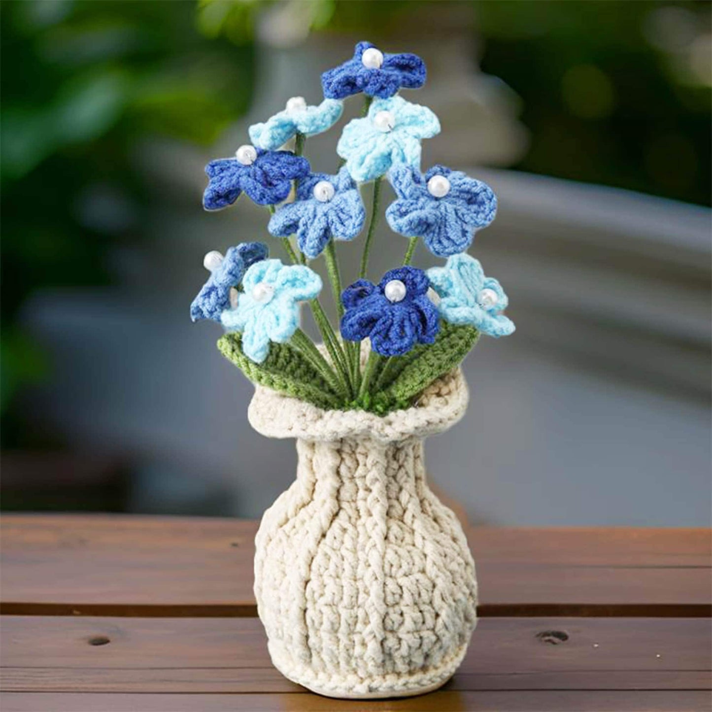 Handmade Finished Crochet Forget-me-not Flower Pot | Pink | Blue | Purple | Scorpion grasses | Myosotis | Gift Friend Teacher Graduation