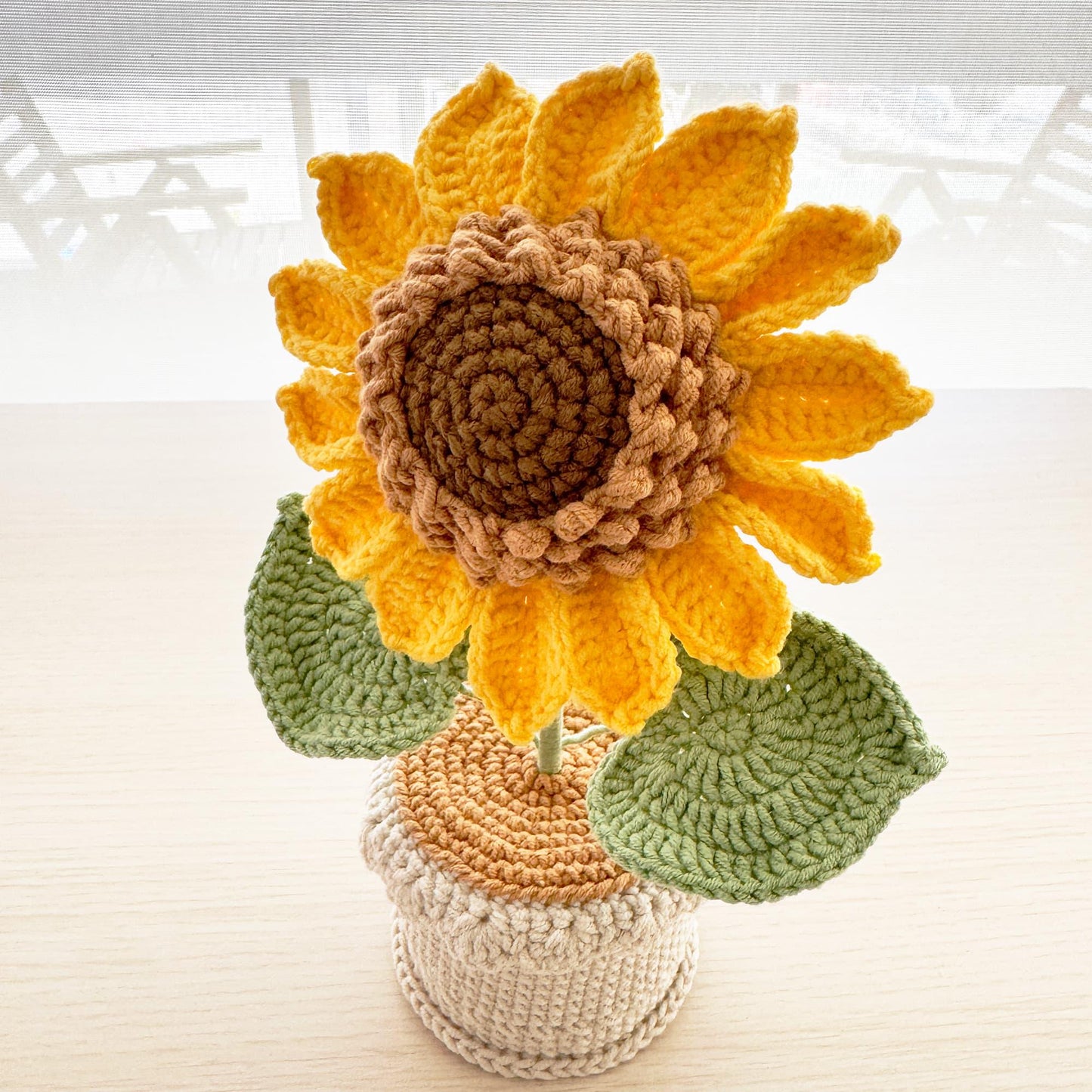 Handmade Crochet Sunflower in Pot | Tabletop Yarn Flower Decor | Amigurumi Plant | Cute Finished Crochet Gift | Cheerful Home Accent