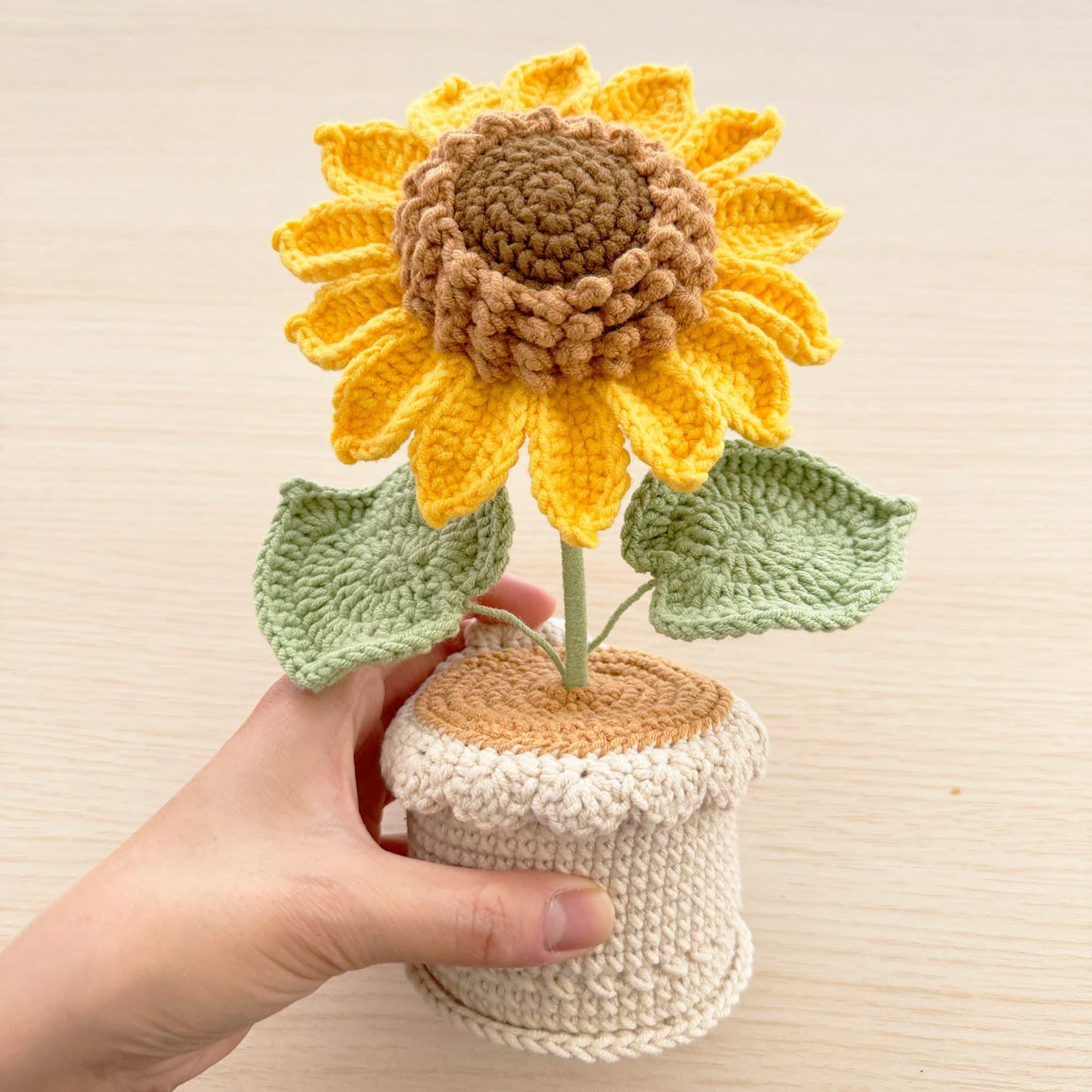 Handmade Crochet Sunflower in Pot | Tabletop Yarn Flower Decor | Amigurumi Plant | Cute Finished Crochet Gift | Cheerful Home Accent