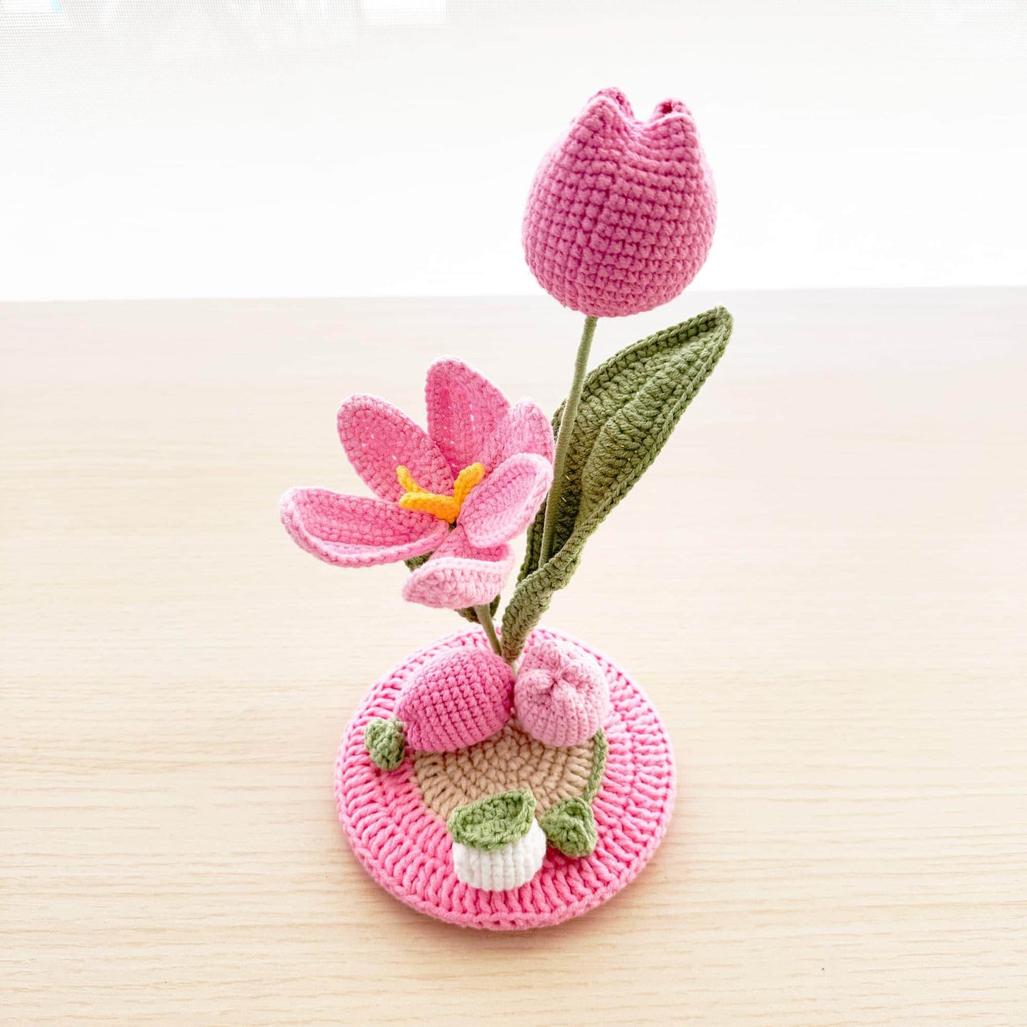 Handmade Crochet Tulip Phone Holder | Pink Phone Stand | Home Decor | Desk Center Piece | Graduation | Birthday | Mother's Day