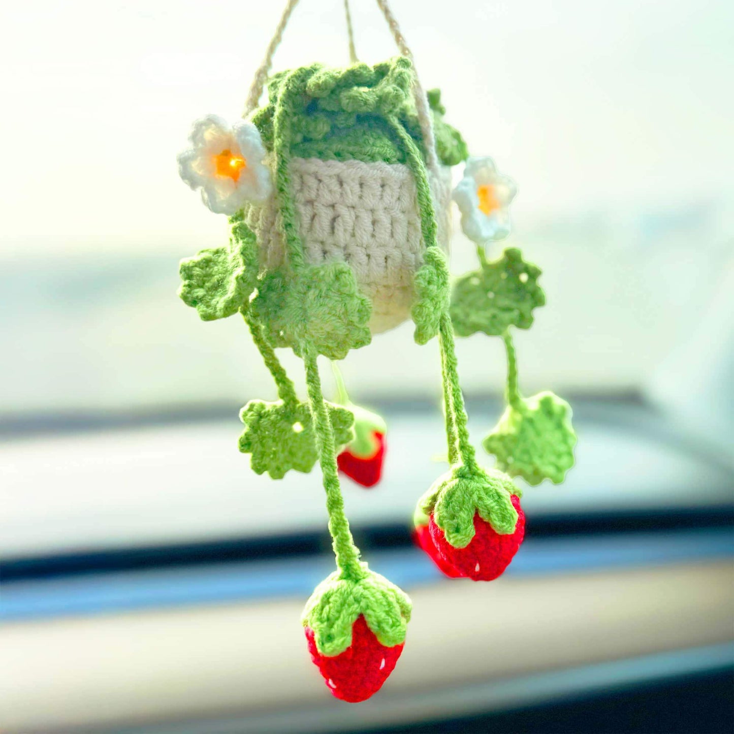 Handmade Finished Crochet Strawberry Pot | Strawberry Decor | Strawberry Crochet Pot | Decorative Plants | Crochet Flowers | Home Decor