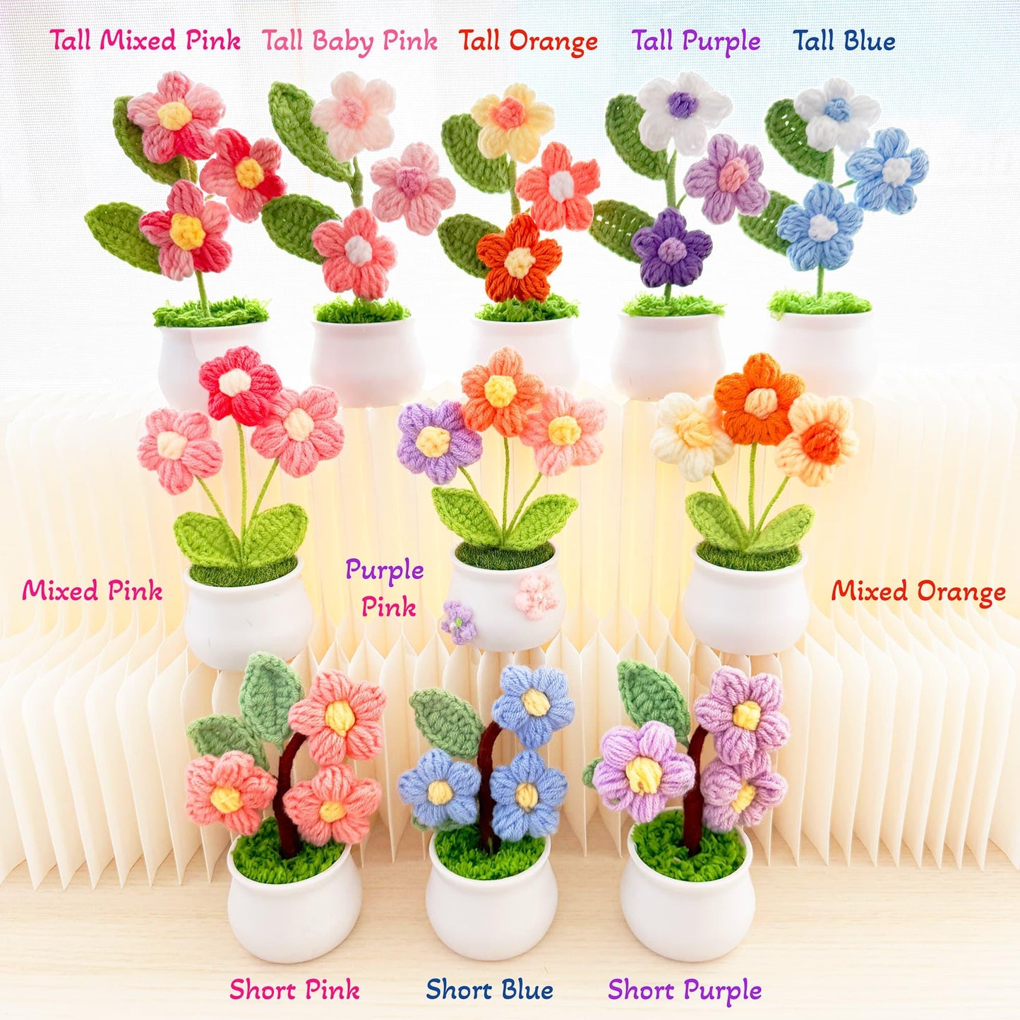 All 9.99 Handmade Crochet Flowers | Forget me not | Rose | Sunflower | Poppy | Tulip | Strawberry | Daisy | Lily | Puff | 10 dollars Gifts